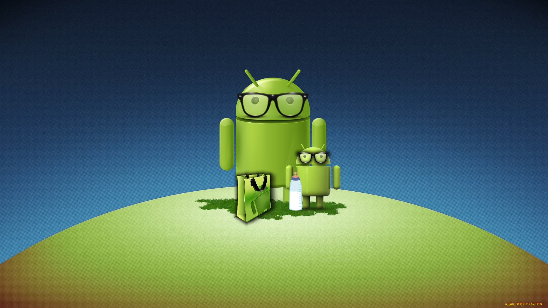 компьютеры, android, логотип, фон