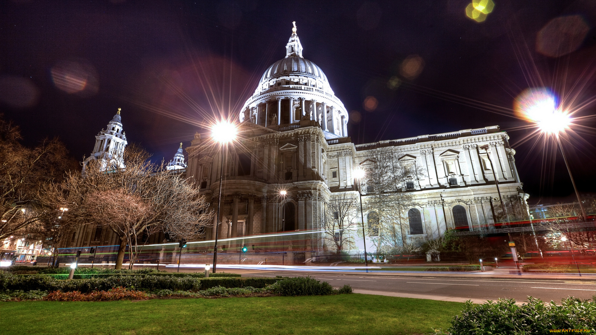 london, by, night, -, st, , paul, cathedral, города, замки, англии, ночь, дворец, огни