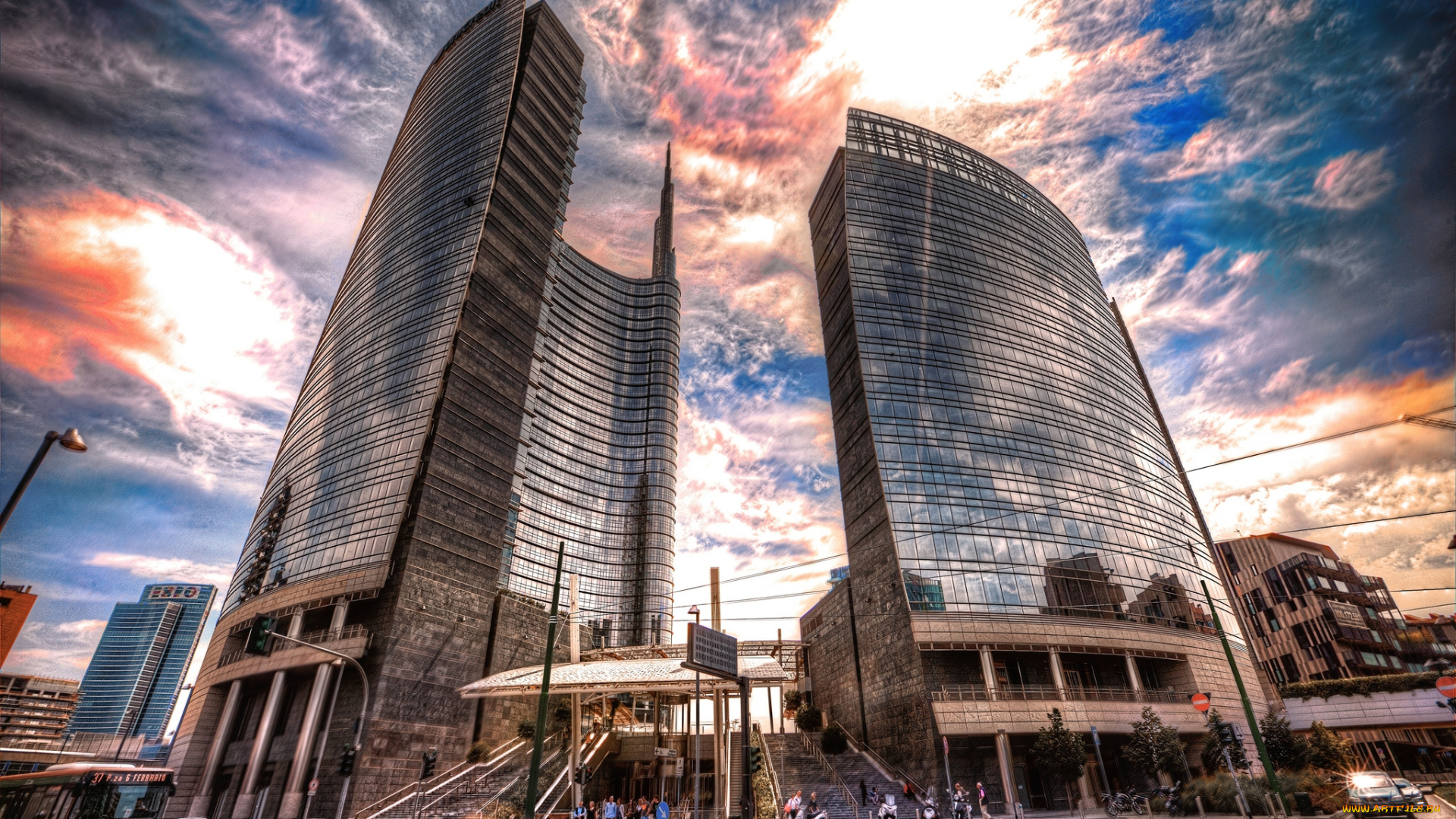 milan, -, new, financial, district, города, милан, италия, высотки, площадь