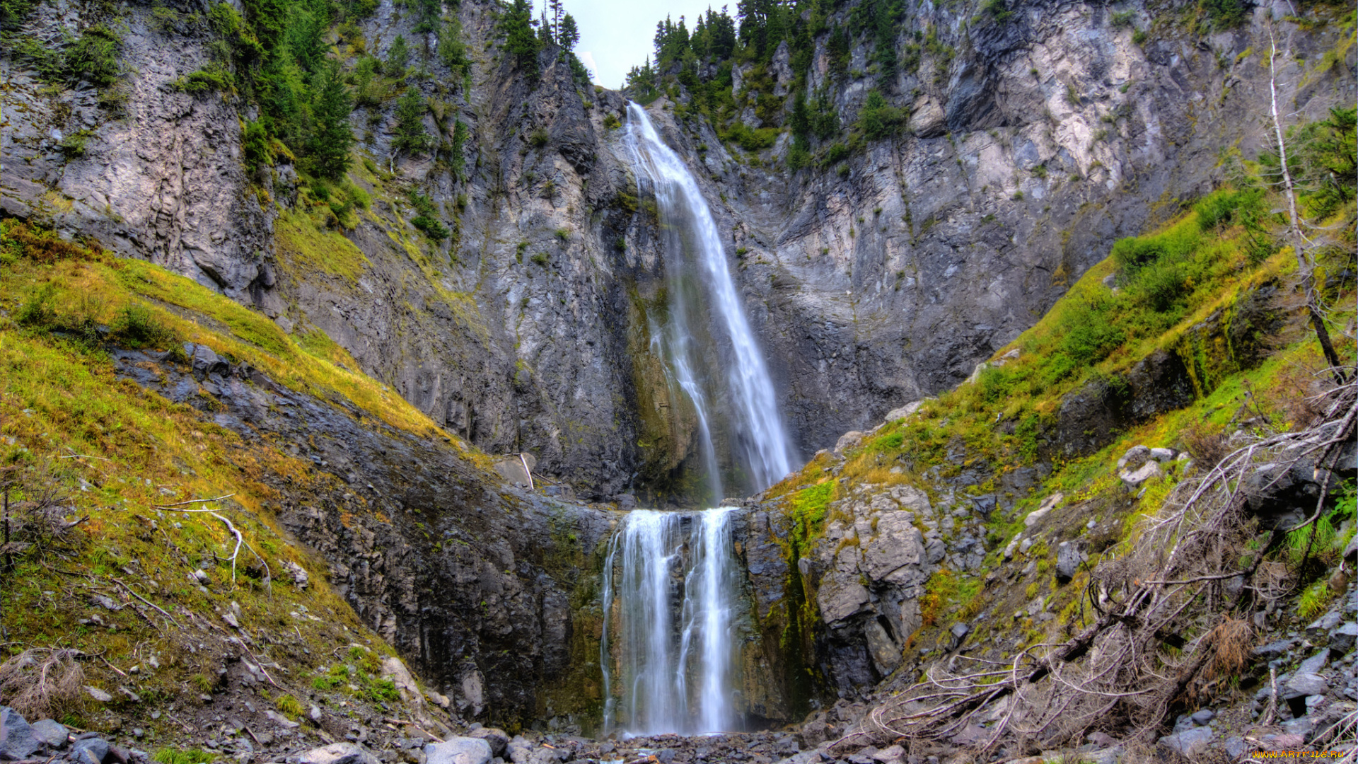 природа, водопады, водопад, река, лес