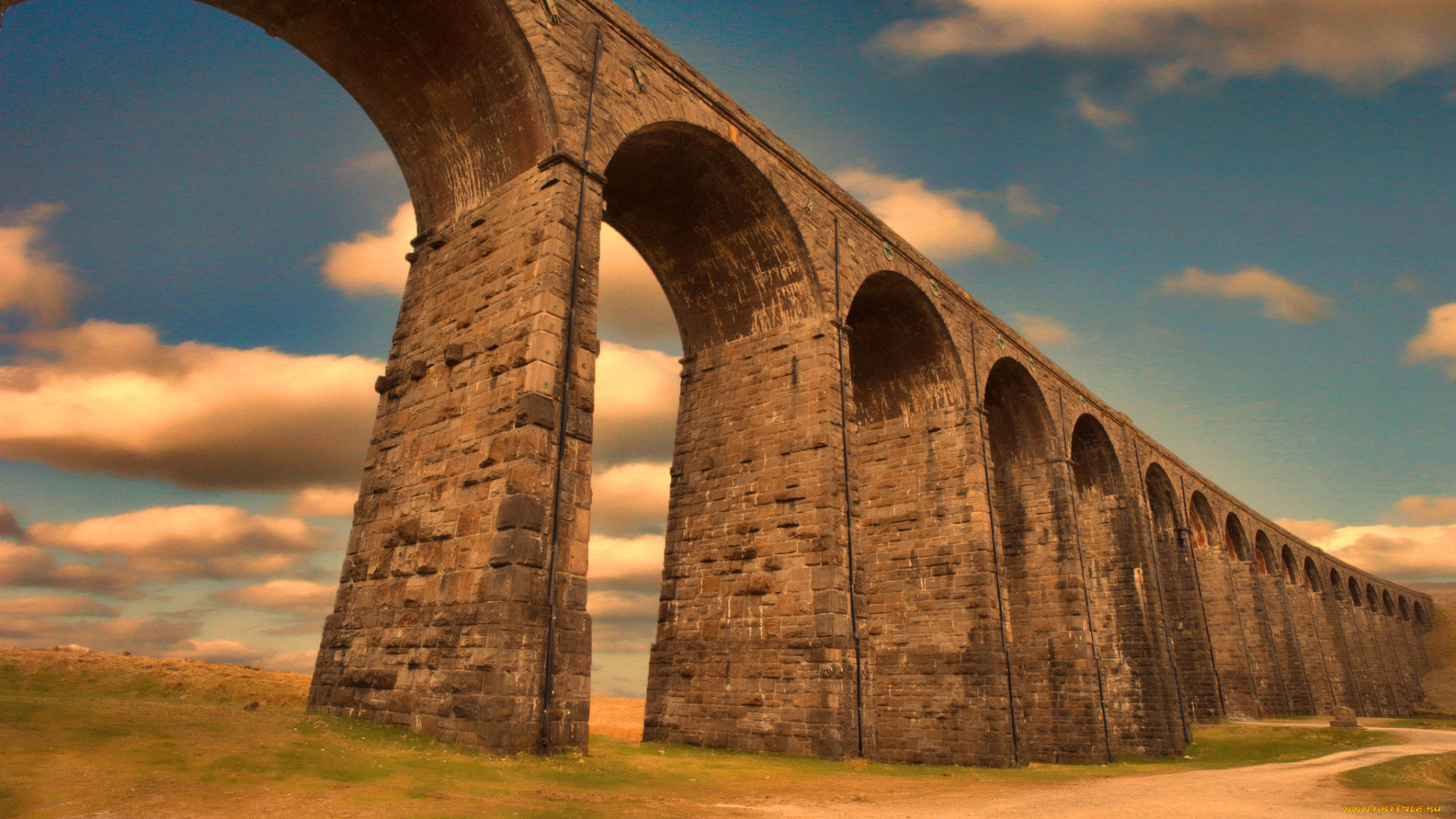 разное, сооружения, , постройки, нглия, норт-йоркшир, виадук, железнодорожный, долина, реки, риббл