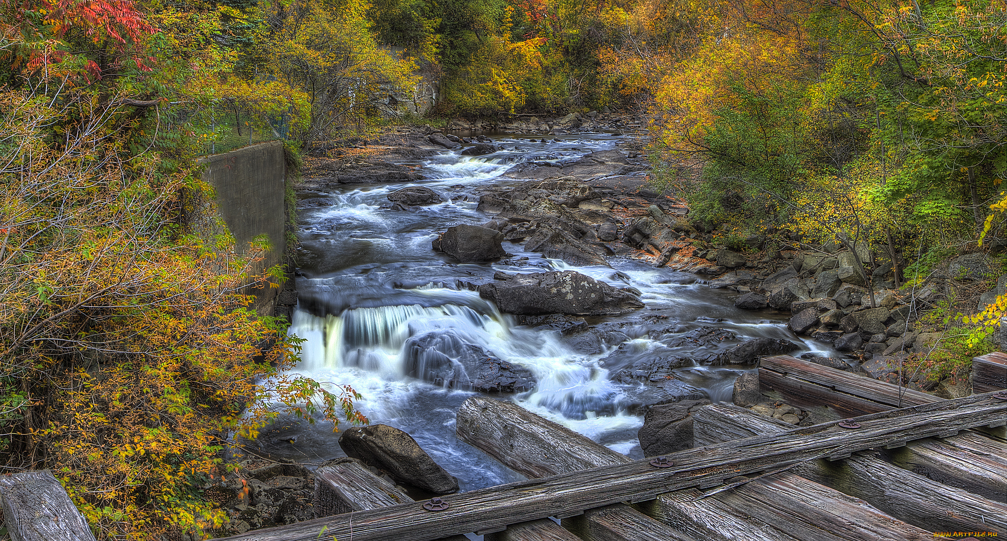 природа, водопады, водопад, лес, река