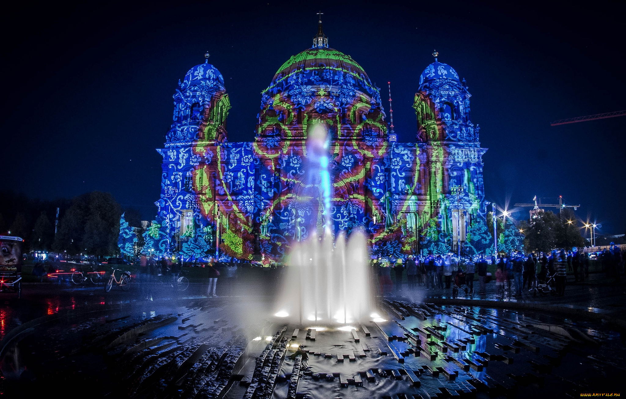 berlin, festival, of, lights, , berliner, dom, города, берлин, , германия, огни, ночь, фонтан