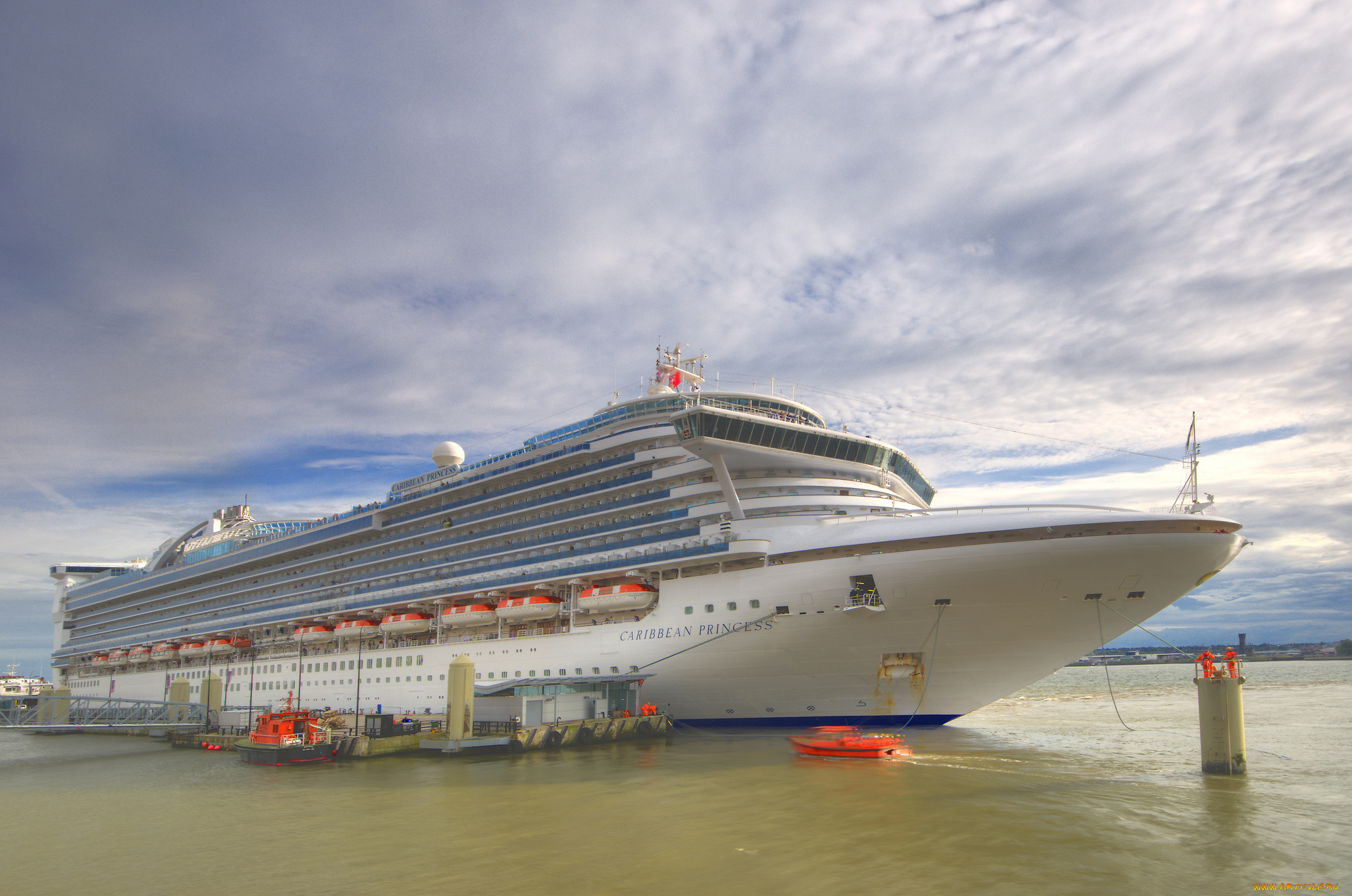 caribbean, princess, in, liverpool, корабли, лайнеры, порт, лайнер, причал