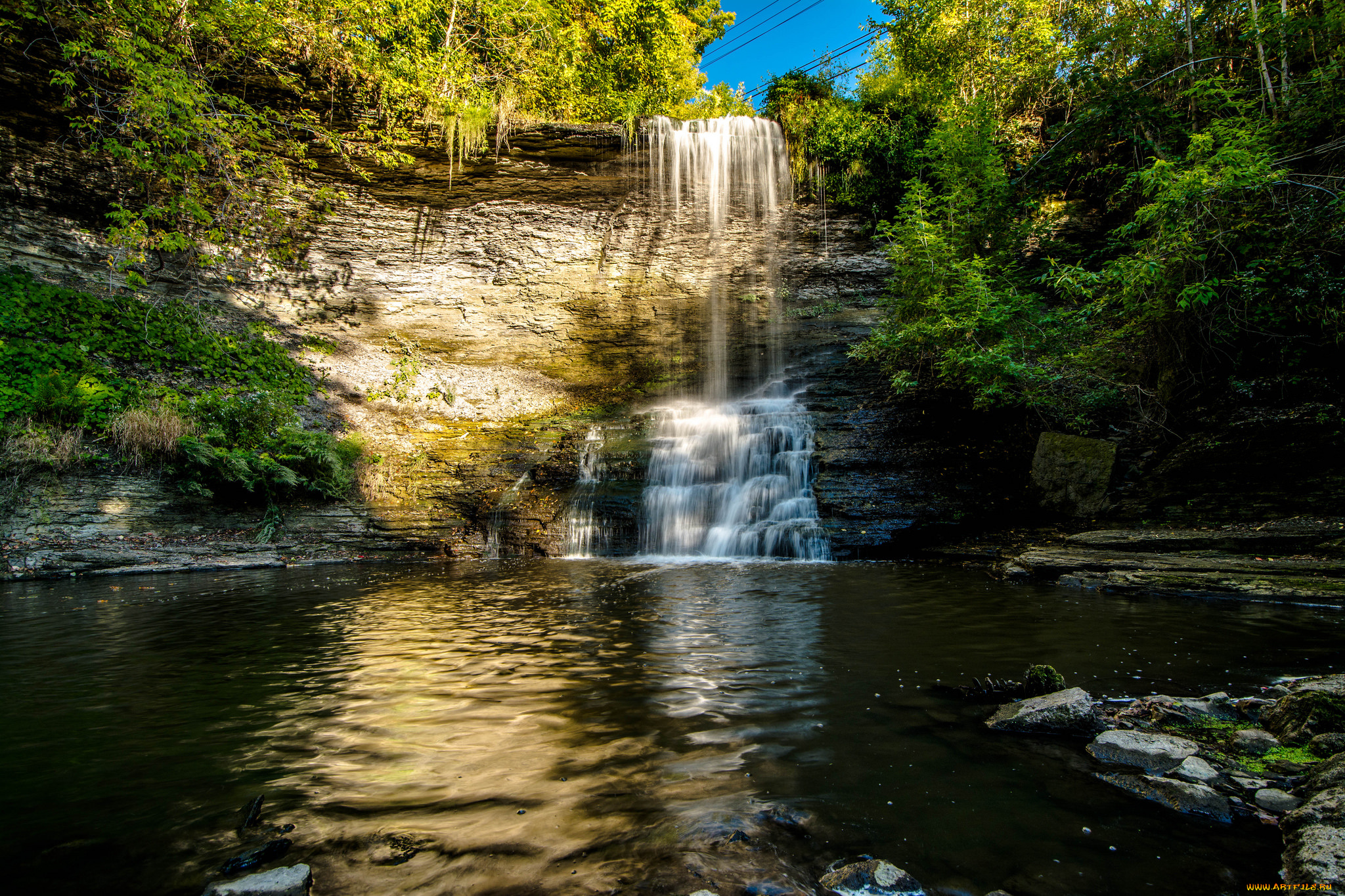 природа, водопады, водопад, река, лес