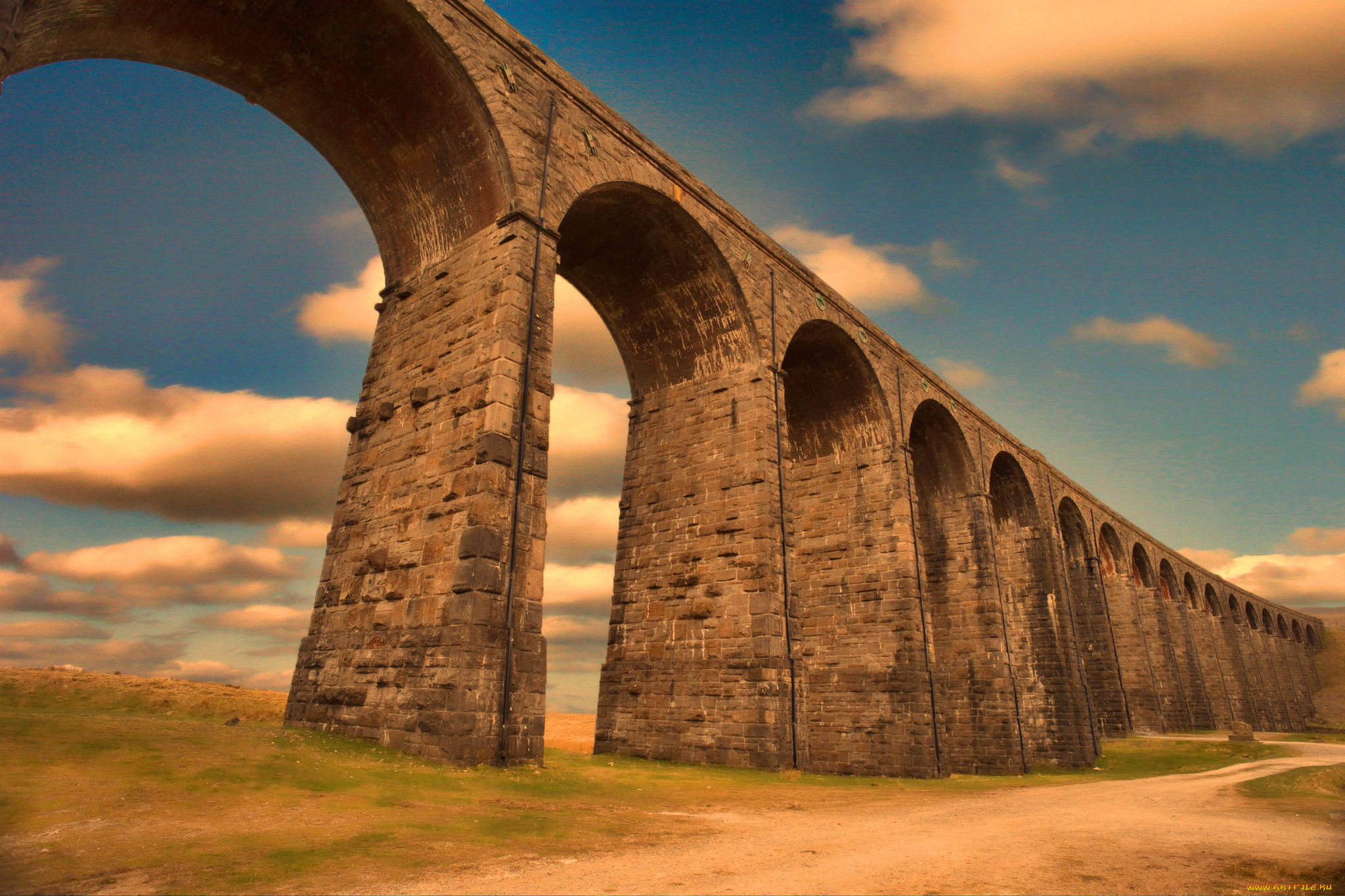 разное, сооружения, , постройки, нглия, норт-йоркшир, виадук, железнодорожный, долина, реки, риббл