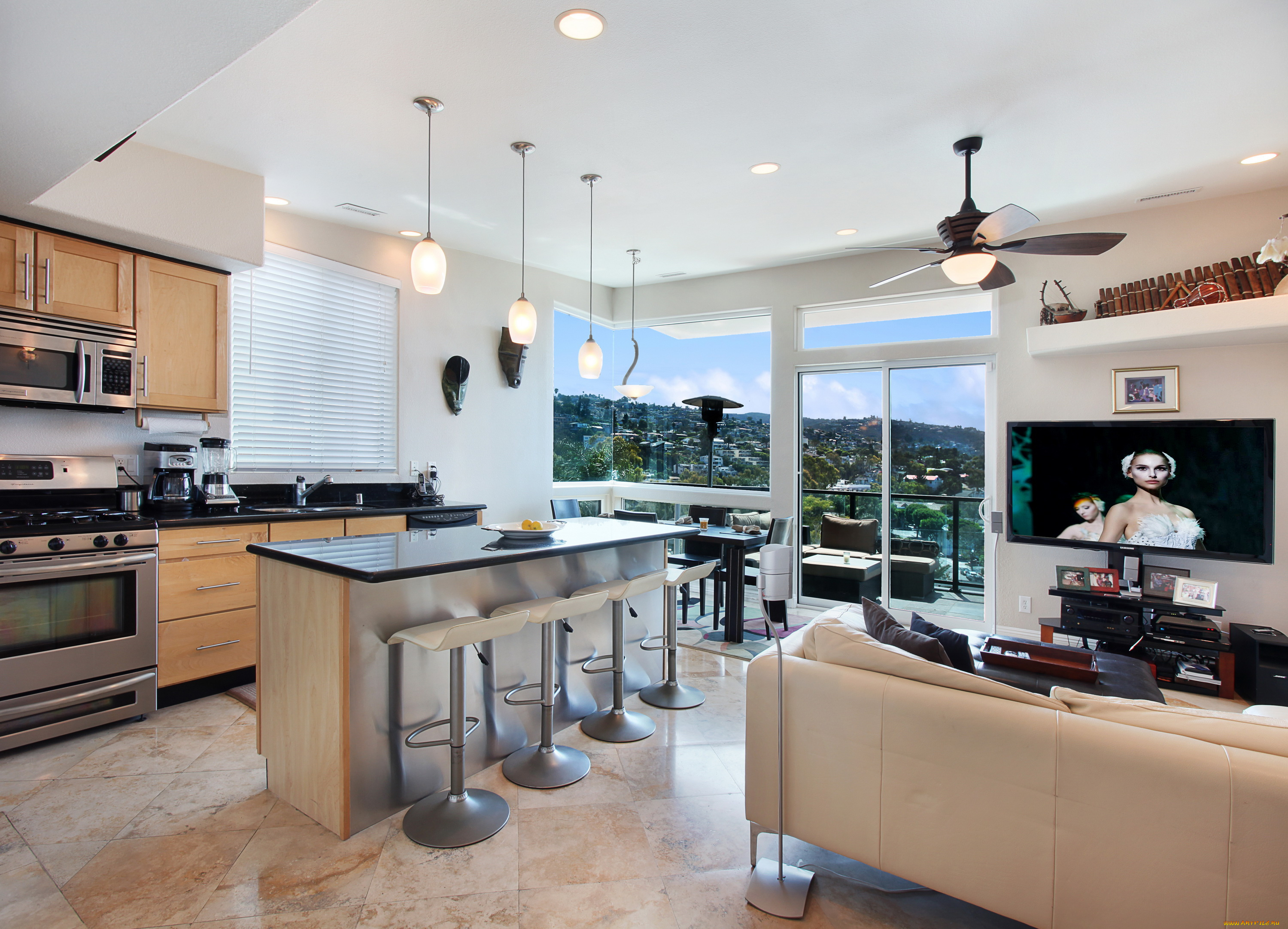 интерьер, кухня, мебель, дизайн, плита, лампа