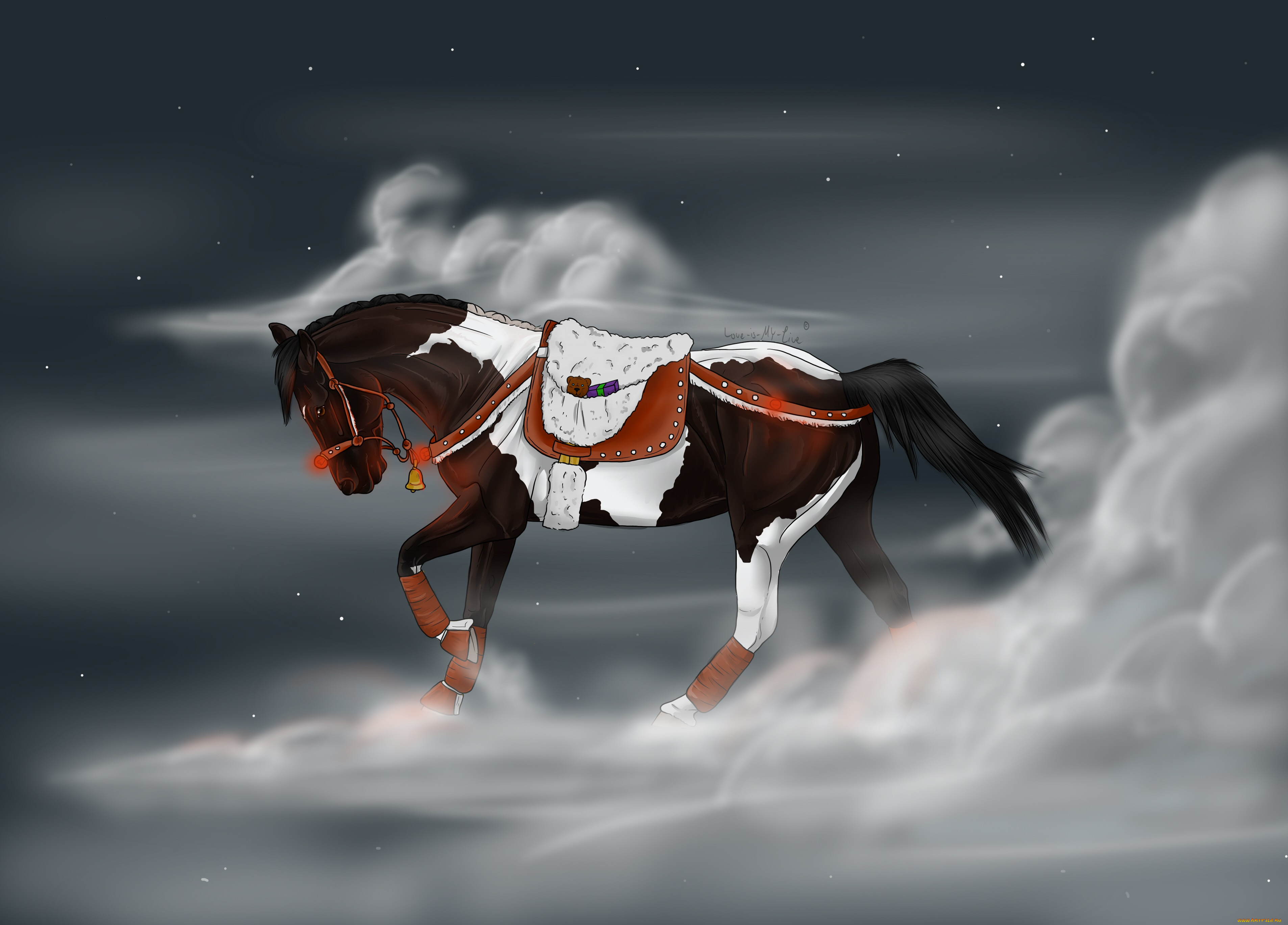 рисованные, животные, , лошади, лошадь