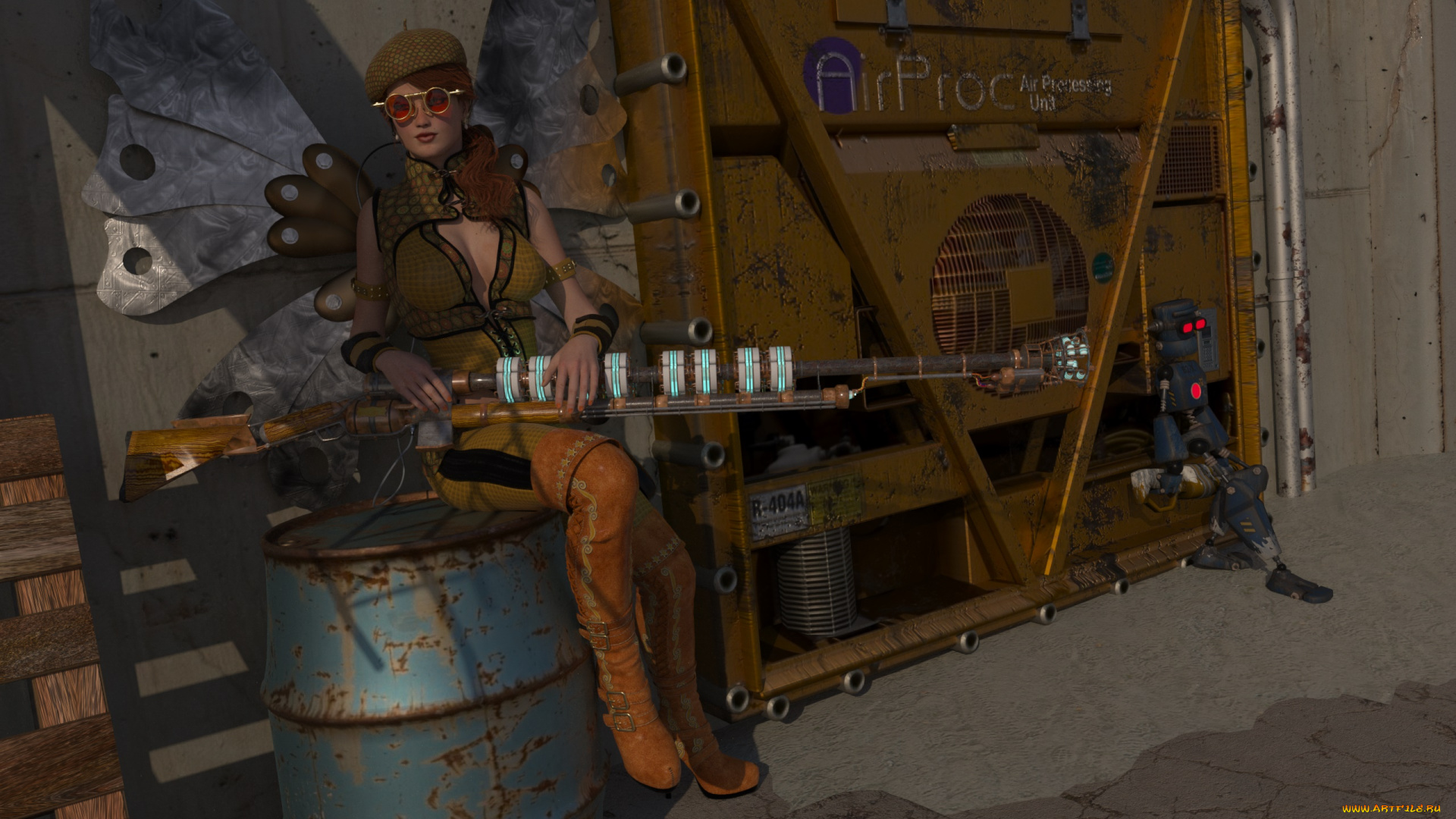 3д, графика, фантазия, , fantasy, оружие, взгляд, фон, девушка