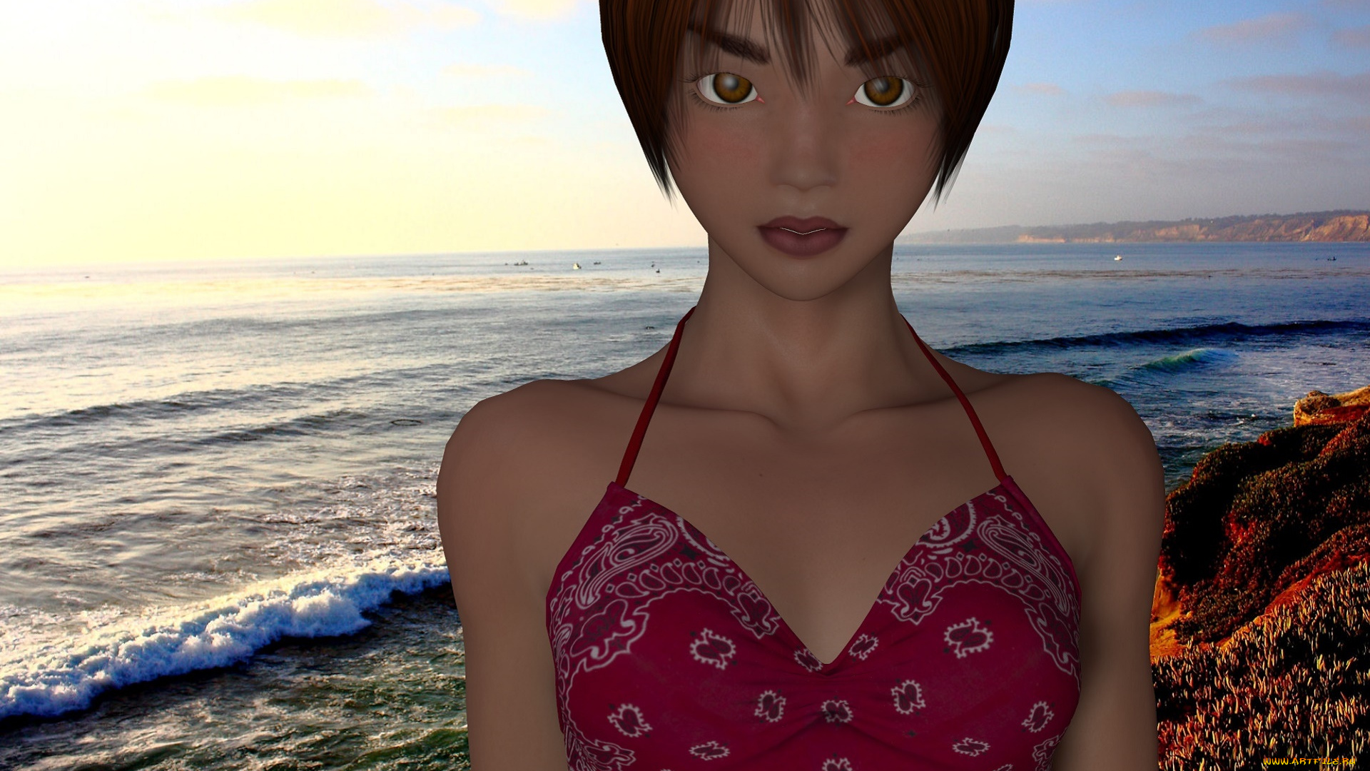 3д, графика, люди, , people, девушка, взгляд, фон