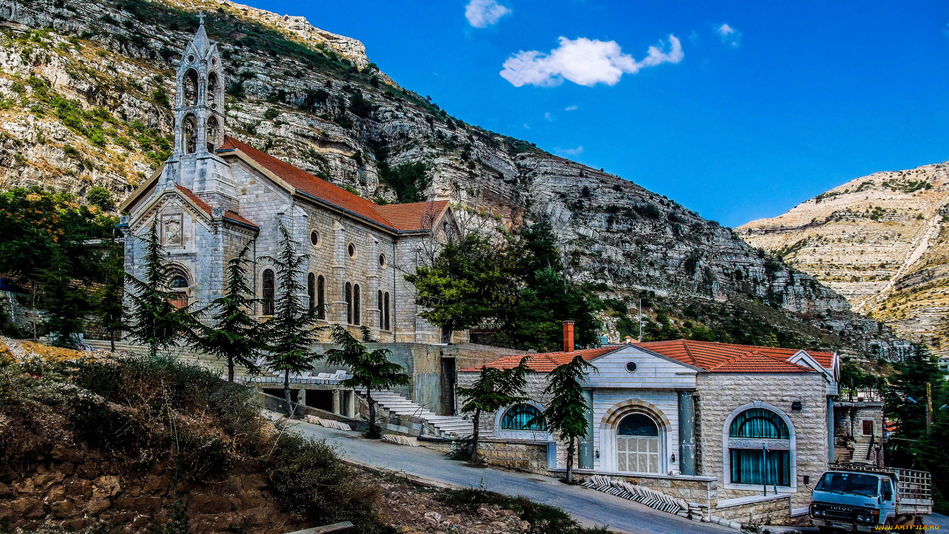 akoura, church, , lebanon, города, -, католические, соборы, , костелы, , аббатства, храм, горы