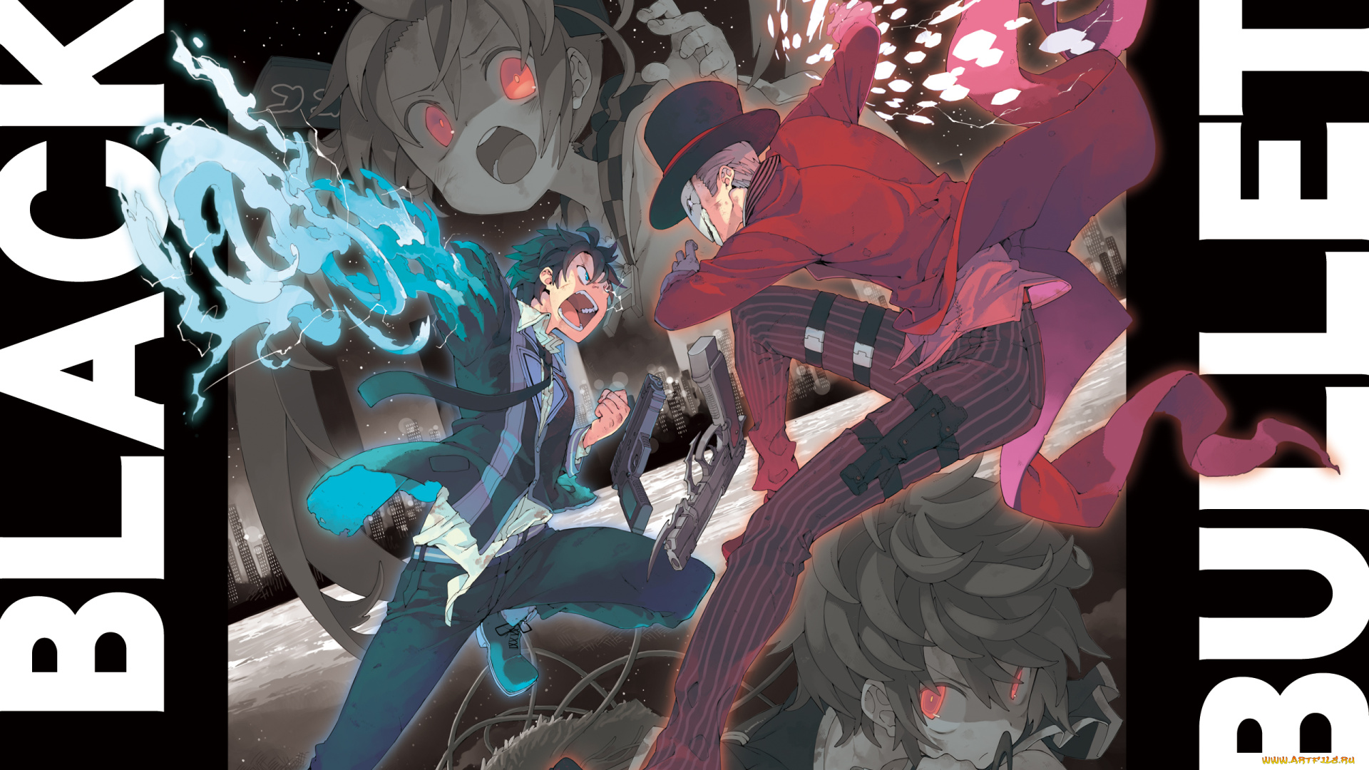 аниме, black, bullet, black, bullet, aihara, enju, hiruko, kagetane, kohina, satomi, rentarou, арт, бой, morino, hon