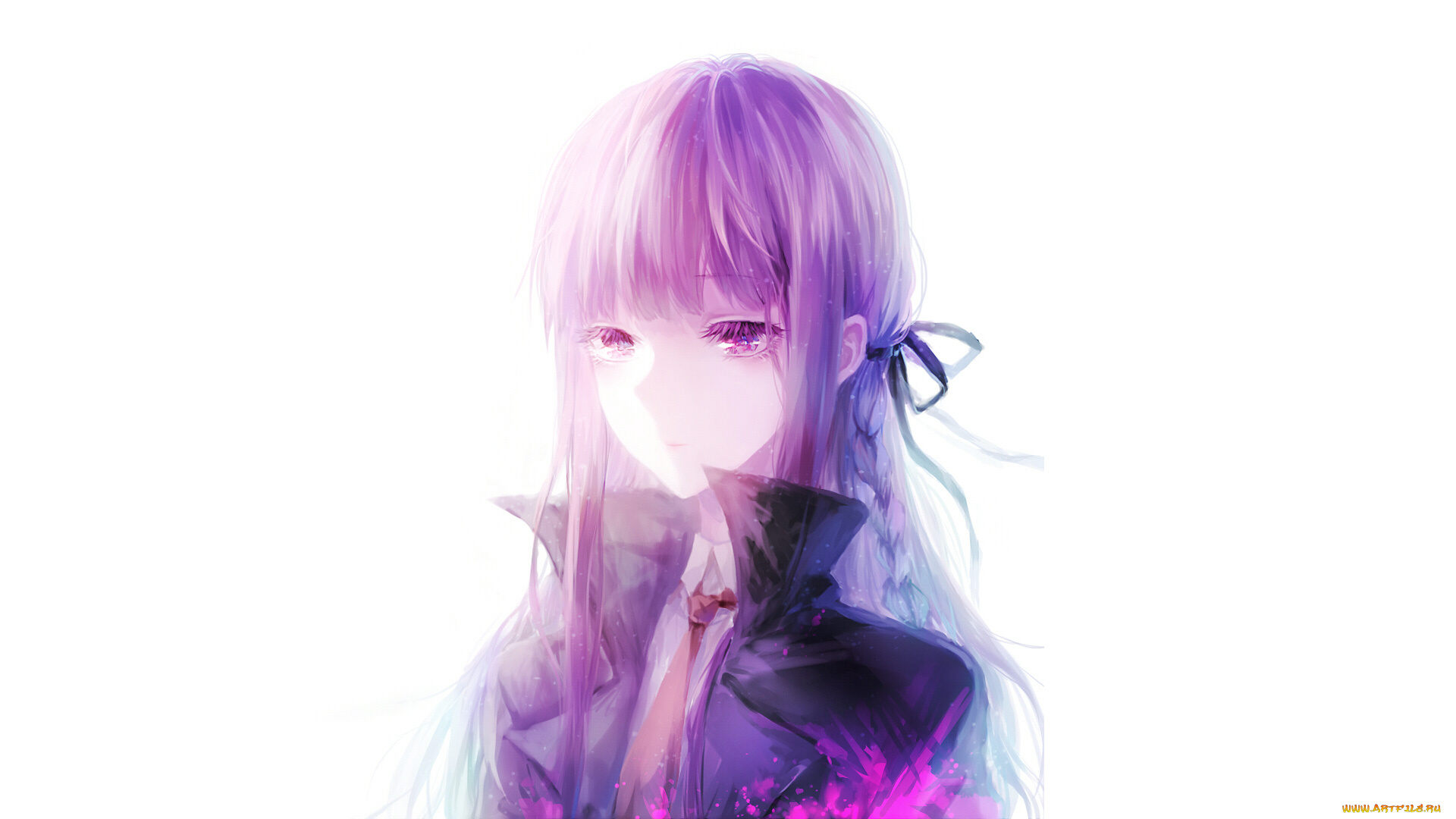 аниме, danganronpa, kirigiri, kyouko, dangan-ronpa, фон, портрет, девушка, арт, coaurora