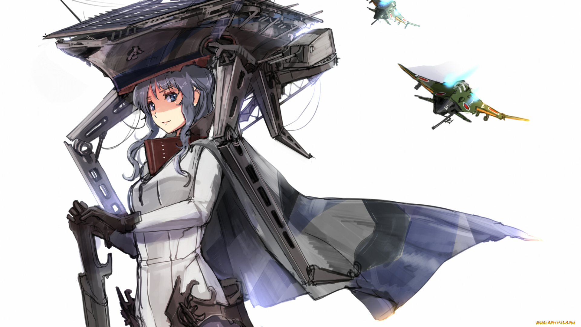 аниме, kantai, collection, akasaai, wo-class, aircraft, carrier, kantai, collection, оружие, девушка, арт, самолёты
