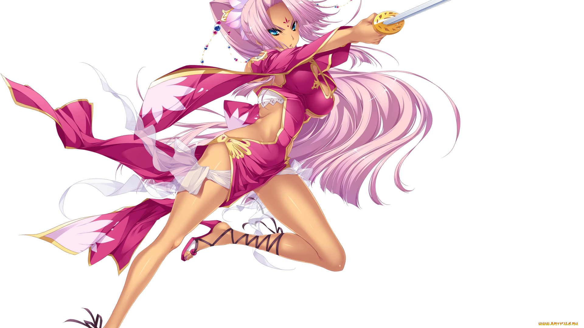 аниме, koihime, musou, девушка, меч, поза