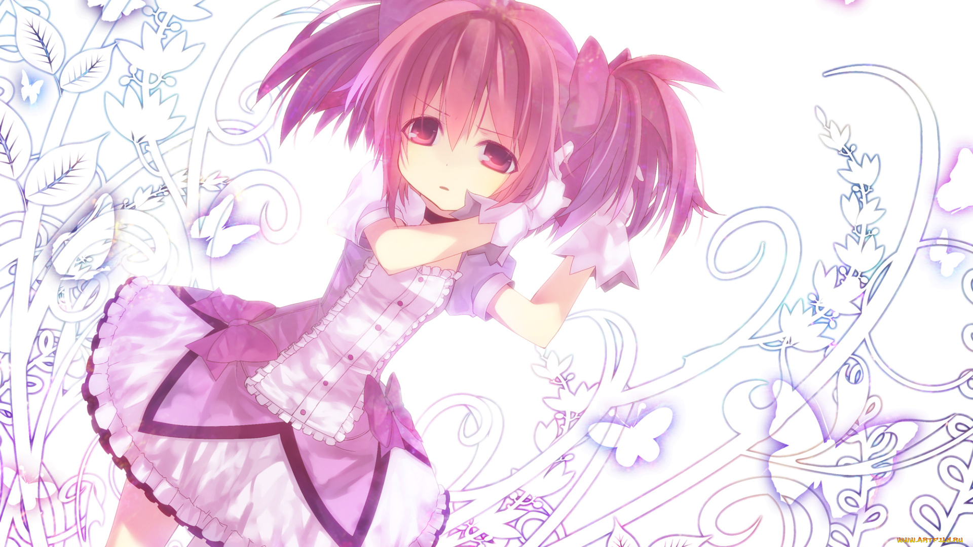 аниме, mahou, shoujo, madoka, magika, kaname, madoka, взгляд, девочка, mahou, shoujo, magica