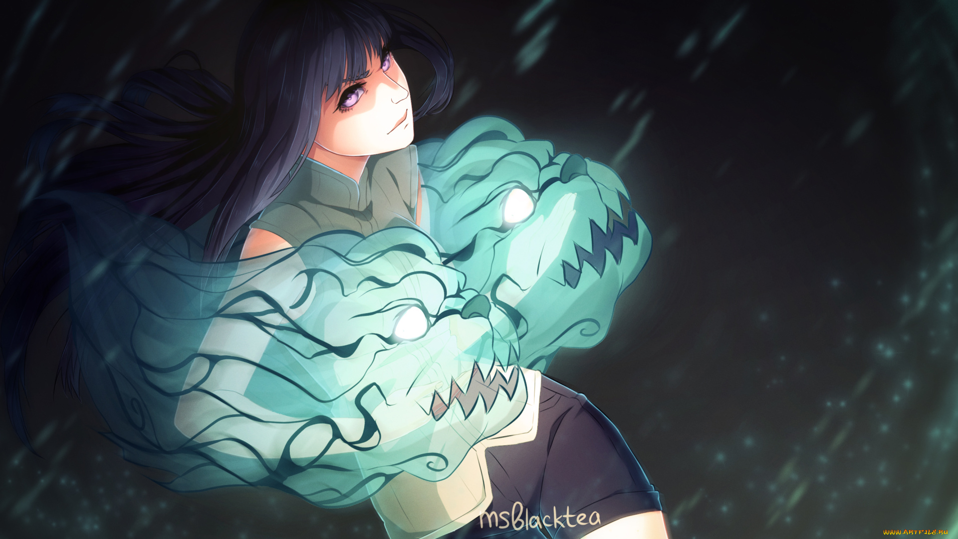 аниме, naruto, хината, арт, девушка