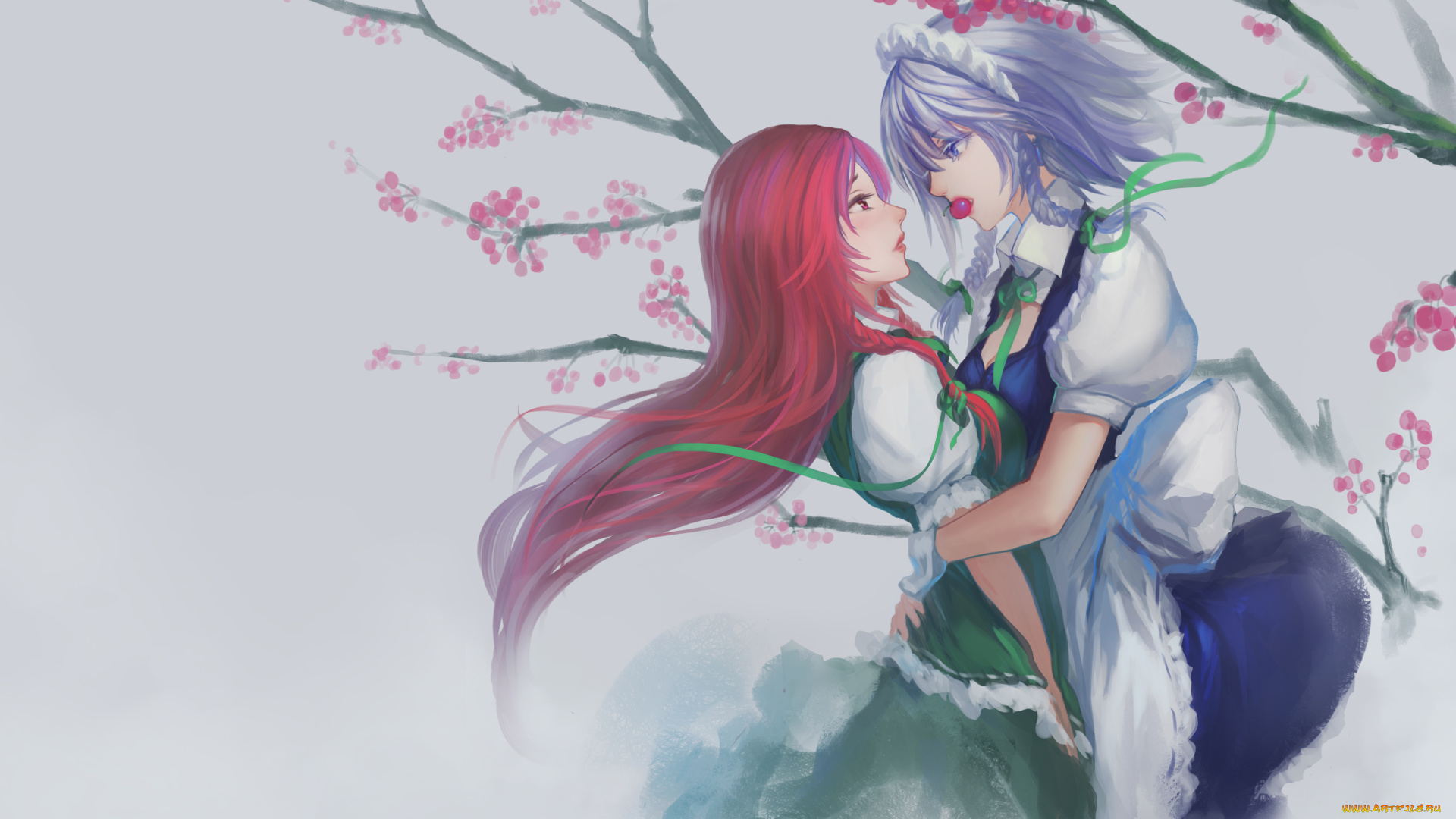 аниме, touhou, izayoi, sakuya, тохо, hong, meiling, длинные, волосы, девушки