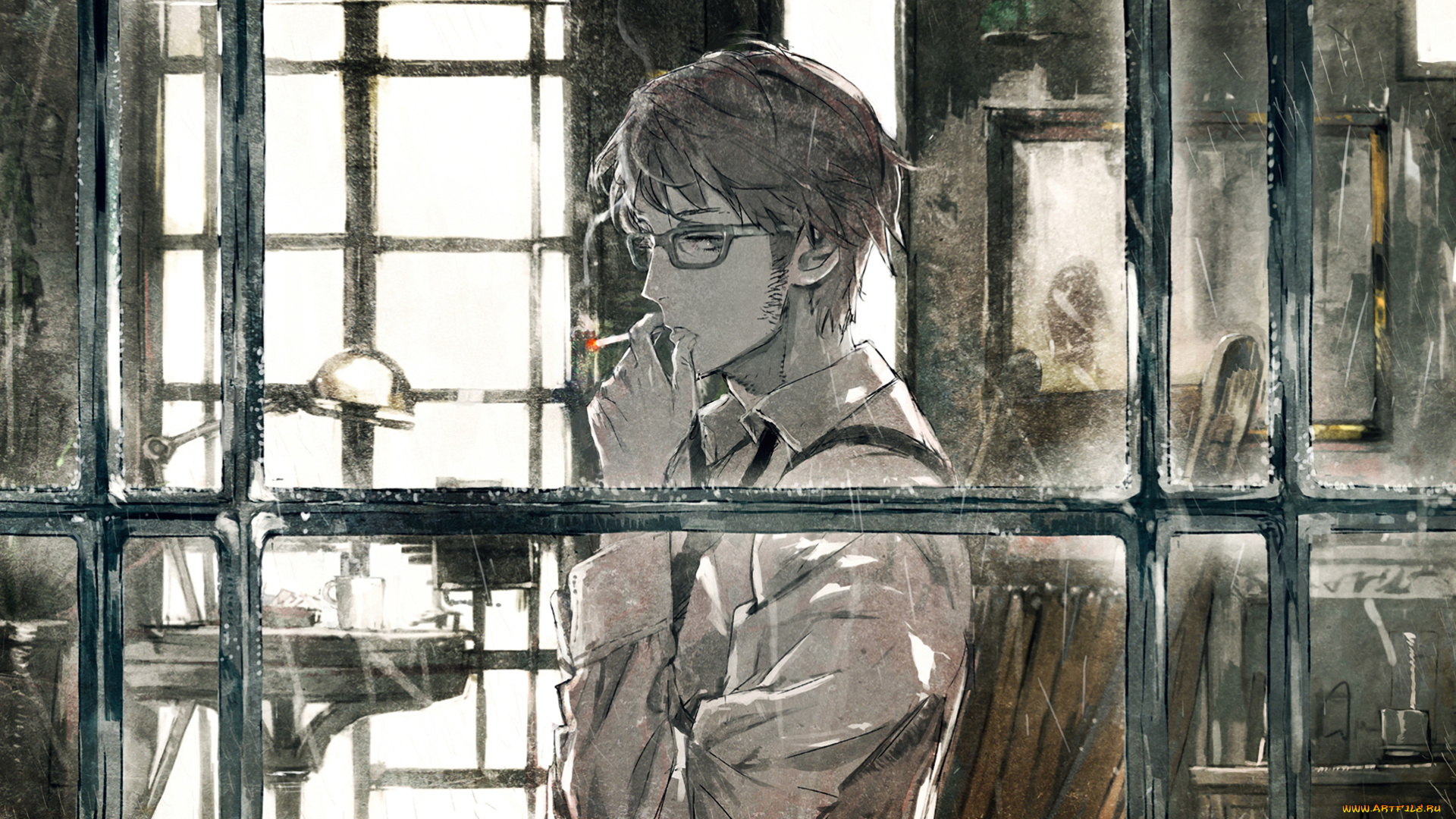 аниме, unknown, , другое, мужчина, арт, upscale, toi8