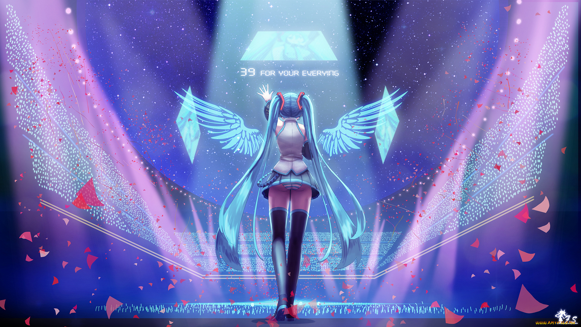 аниме, vocaloid, hatsune, miku, девушка, арт