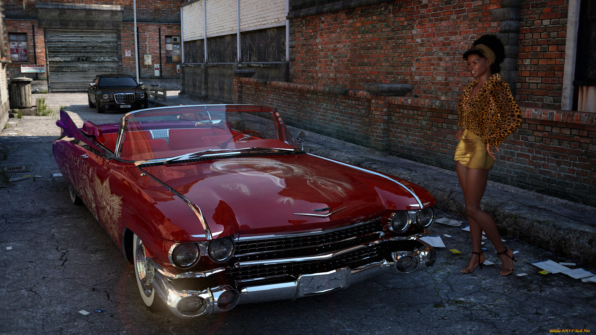 автомобили, 3d, car&girl, взгляд, девушка, автомобиль, фон