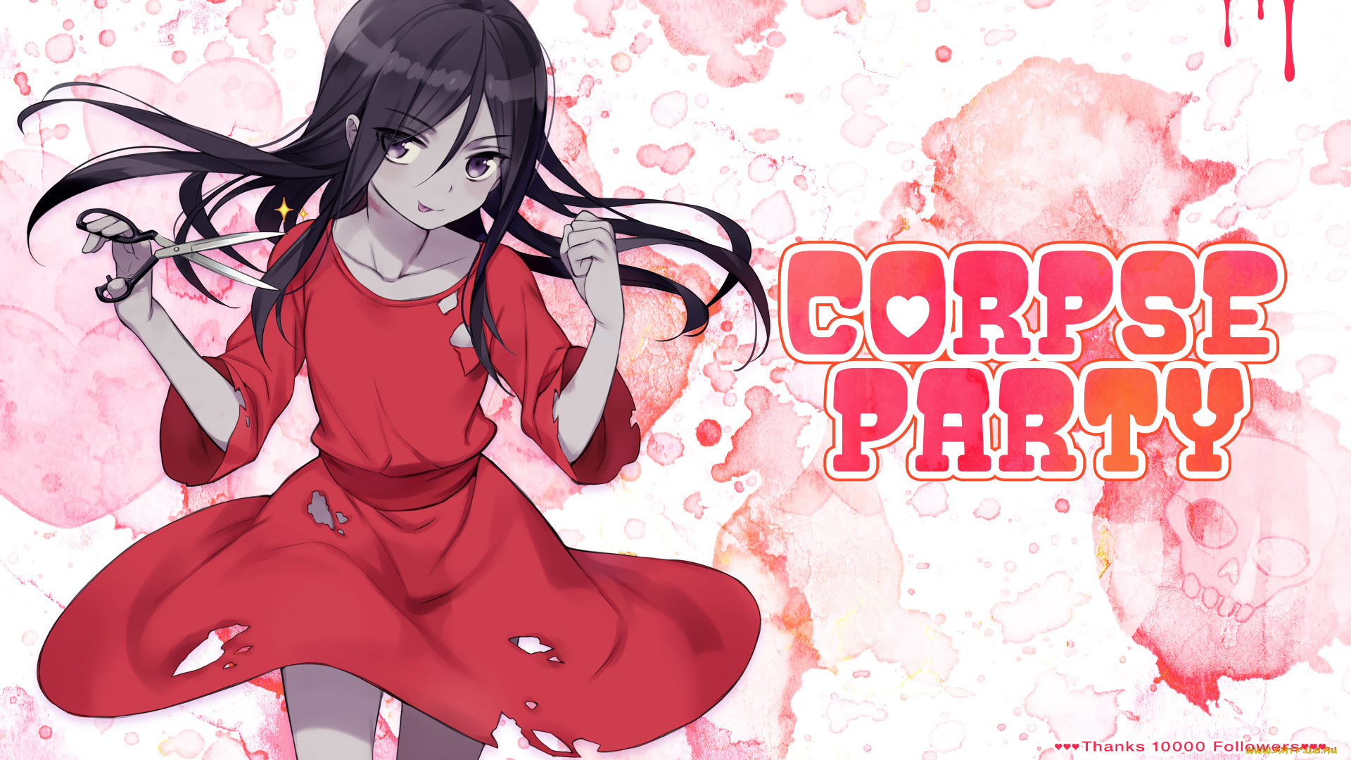 corpse, party, аниме, unknown, , другое, девушка, арт, shinozaki, sachiko, corpse, party, ножницы