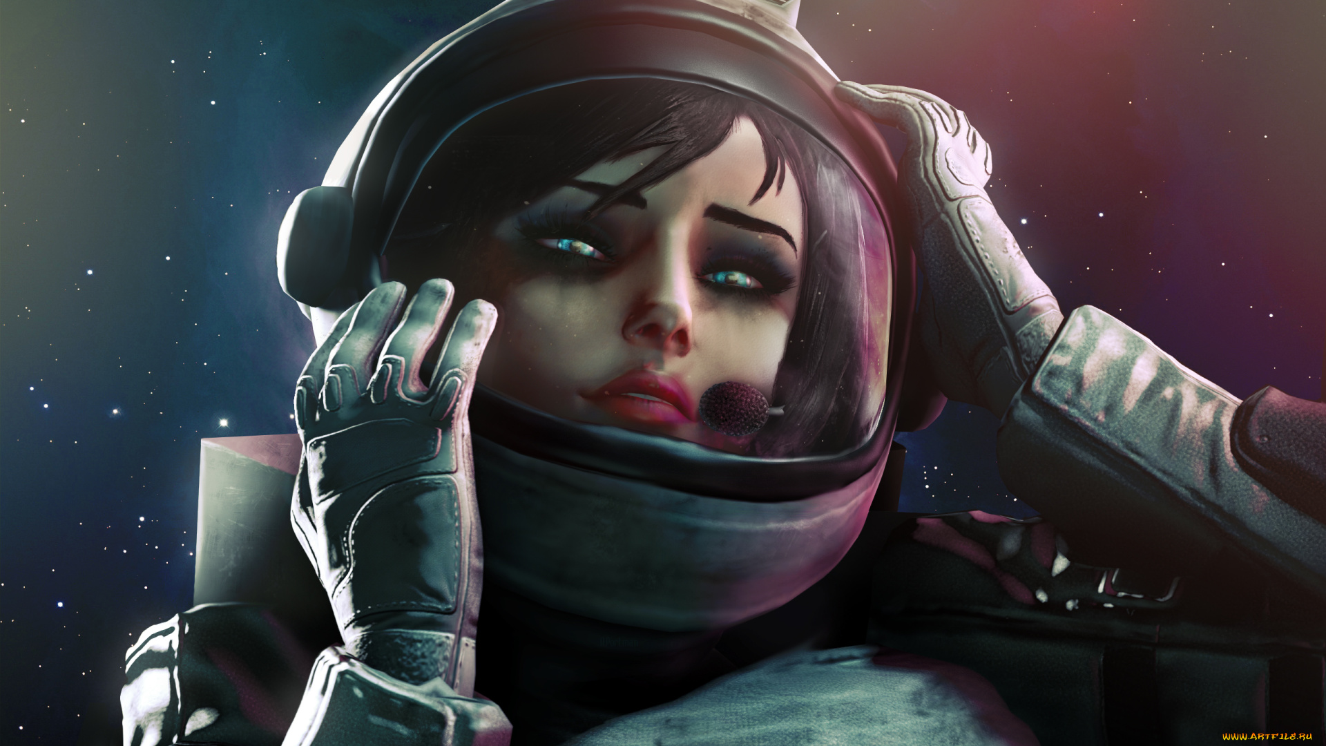 фэнтези, девушки, шлем, девушка, астронавт, скафандр, космонавт