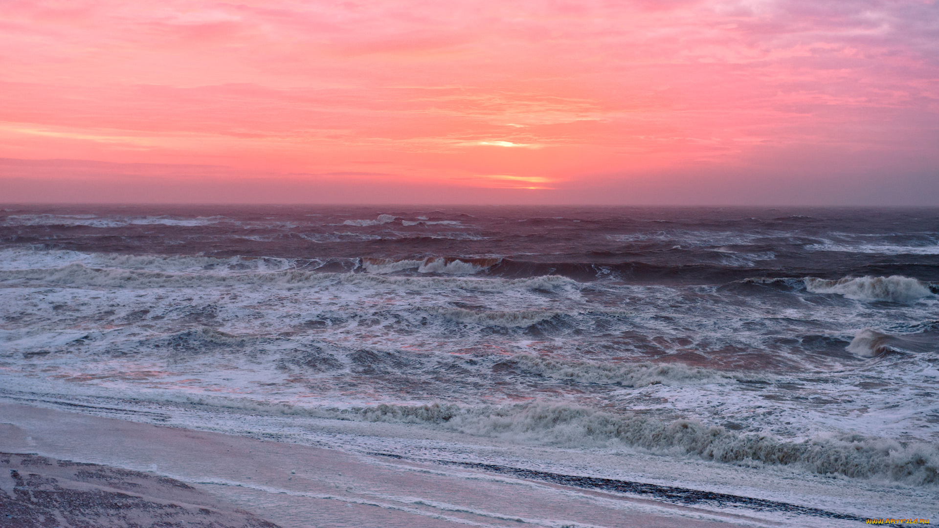 природа, моря, океаны, море, волны, небо, закат, прибой, берег