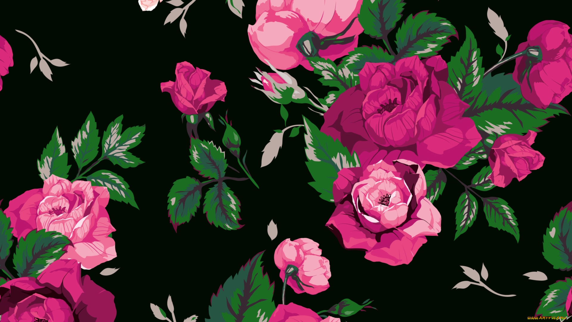 векторная, графика, цветы, , flowers, rose, floral, pattern, розы, принт, фон, цветы