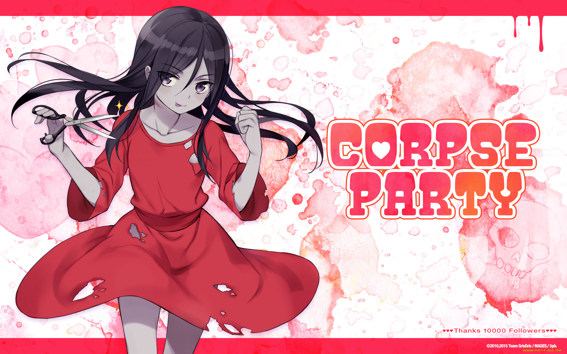 corpse, party, аниме, unknown, , другое, девушка, арт, shinozaki, sachiko, corpse, party, ножницы