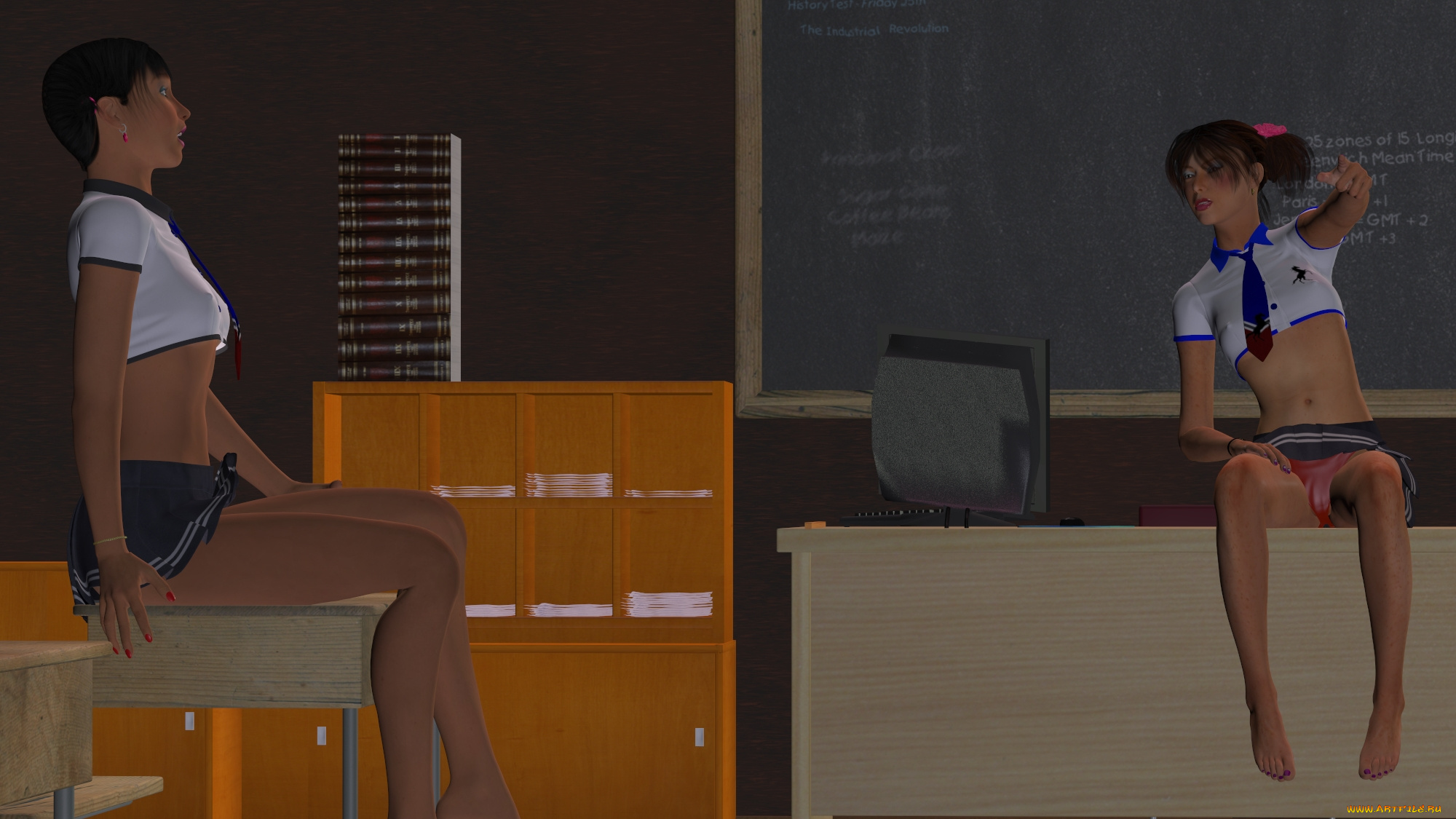 3д, графика, люди, , people, девушки, взгляд, фон