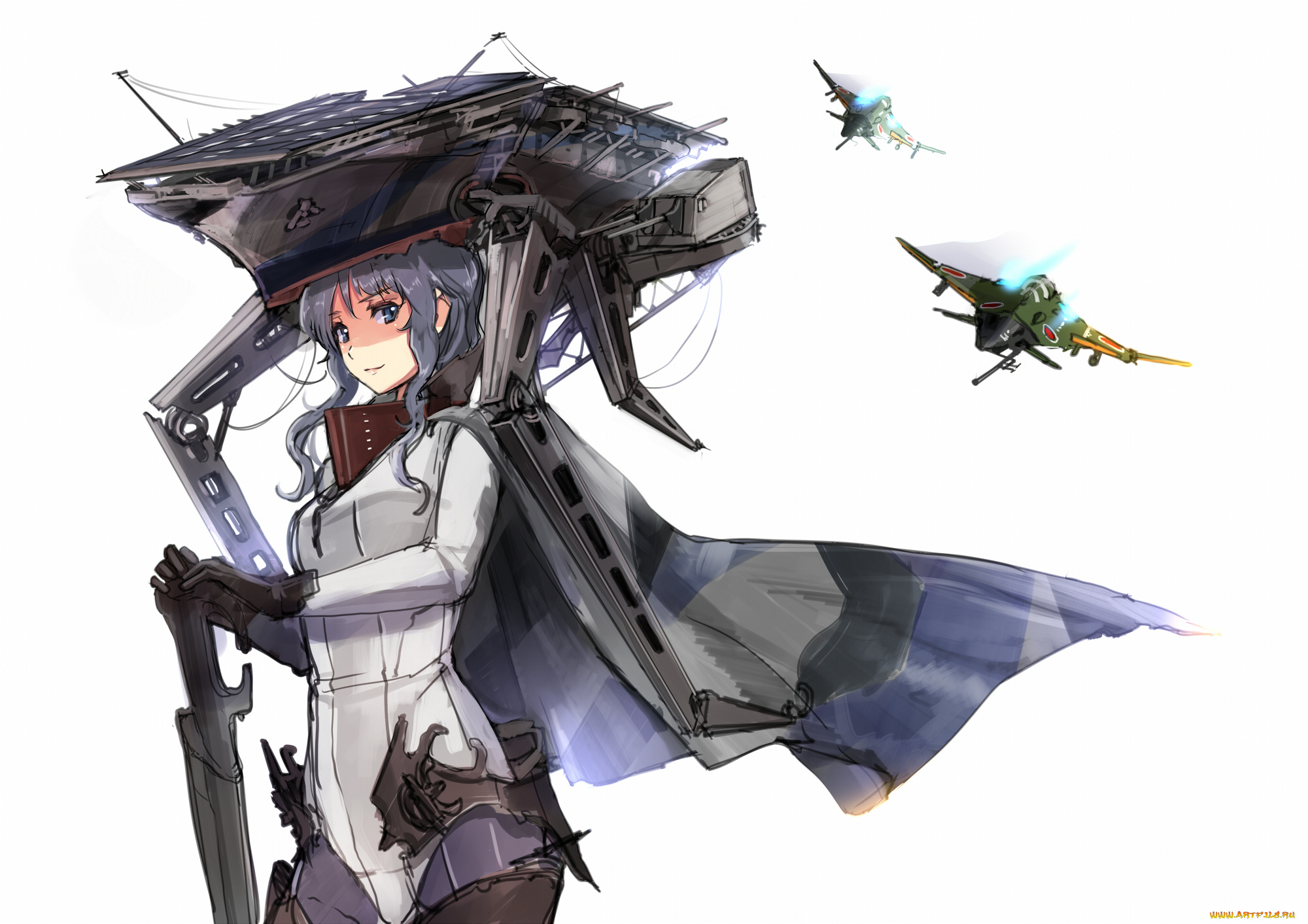аниме, kantai, collection, akasaai, wo-class, aircraft, carrier, kantai, collection, оружие, девушка, арт, самолёты
