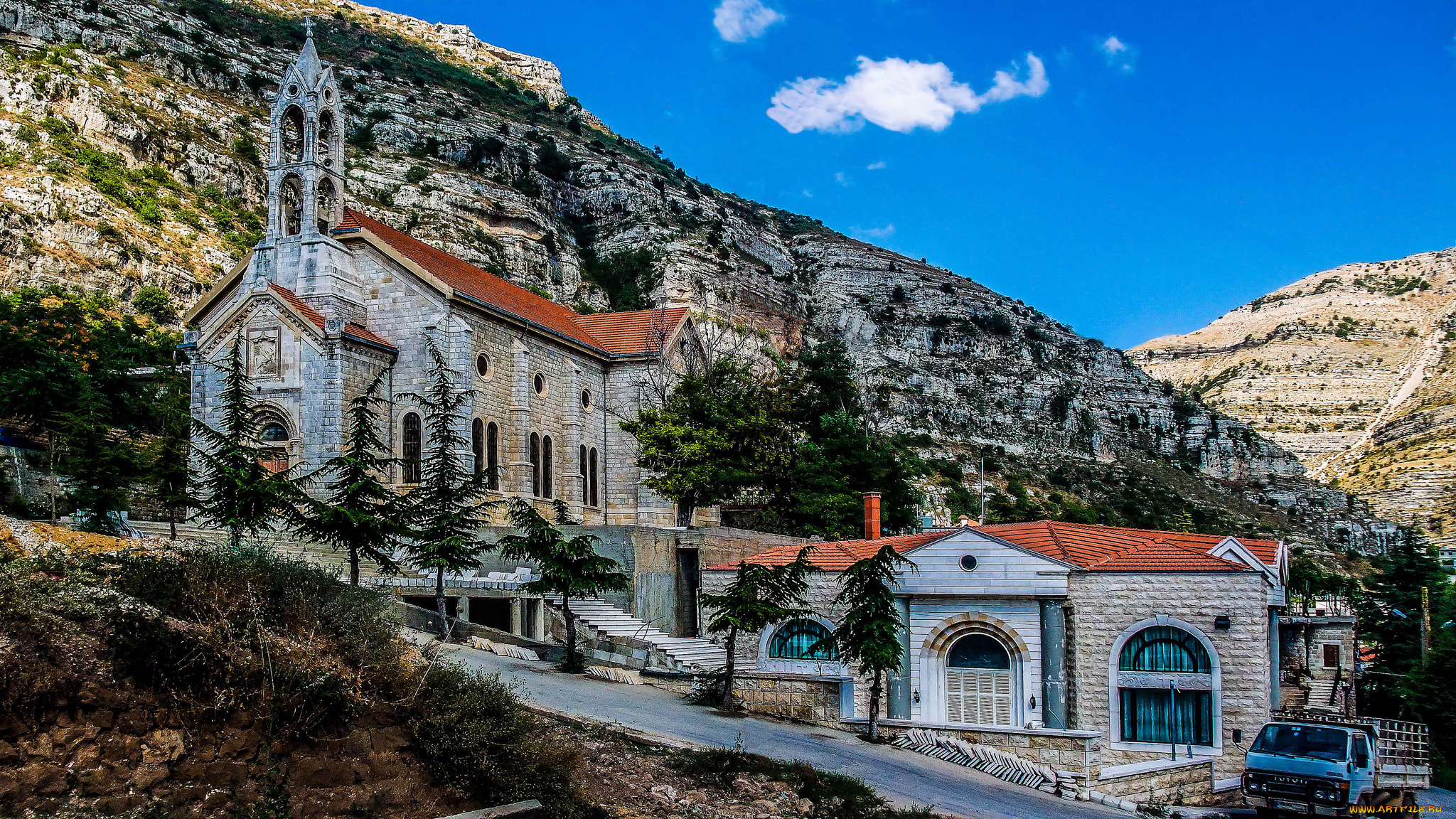 akoura, church, , lebanon, города, -, католические, соборы, , костелы, , аббатства, храм, горы