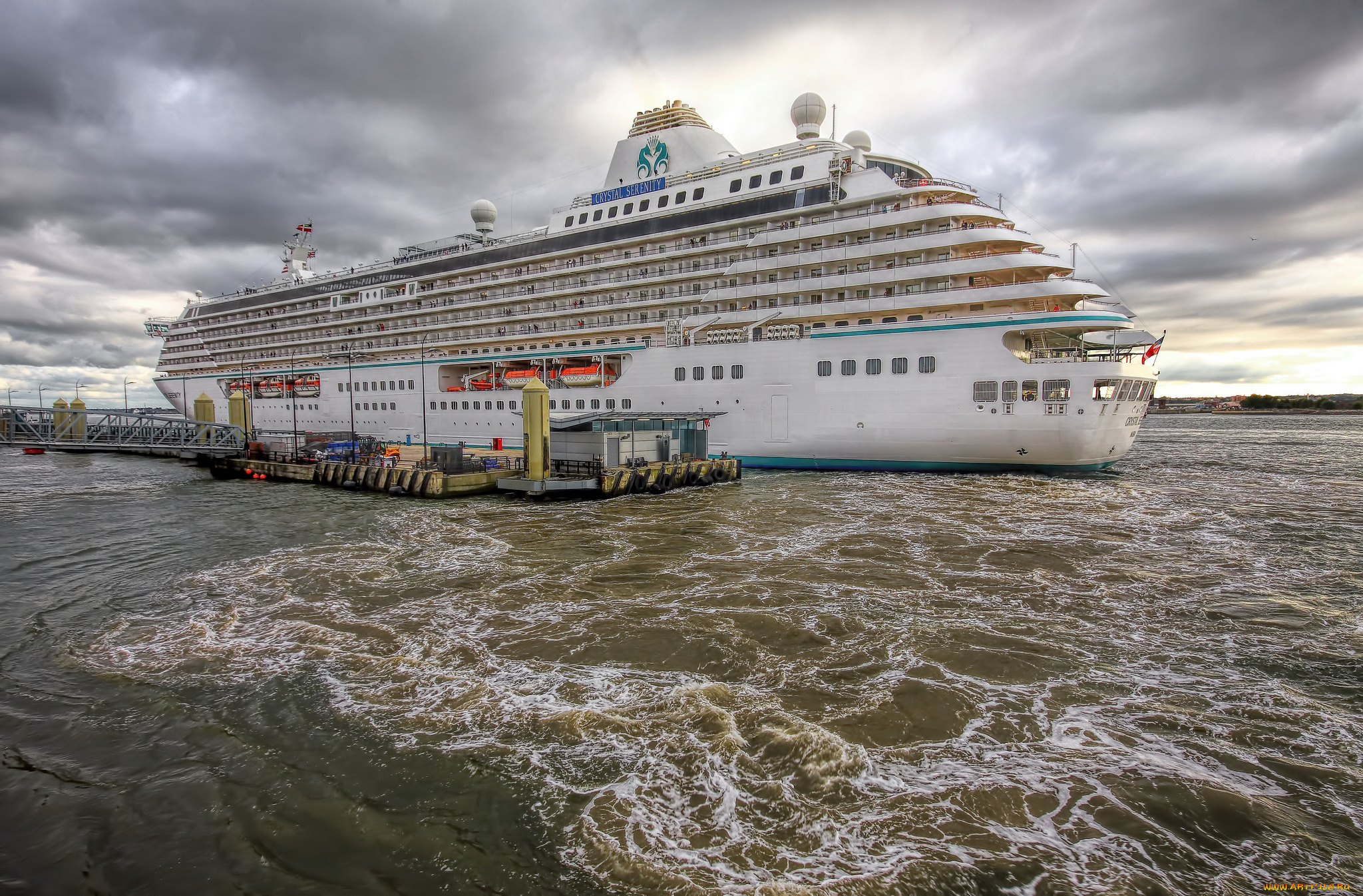 crystal, serenity, корабли, лайнеры, лайнер, океанский, причал, круиз