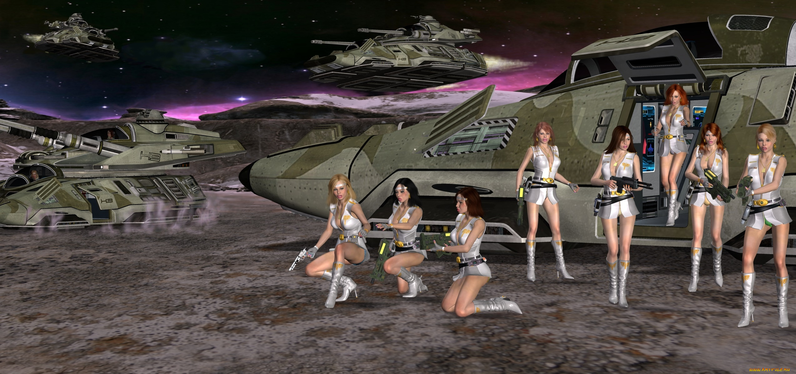 anon, angel, 3д, графика, фантазия, , fantasy, взгляд, девушки, сражение, бой, кровь, батальон, оружие, фон