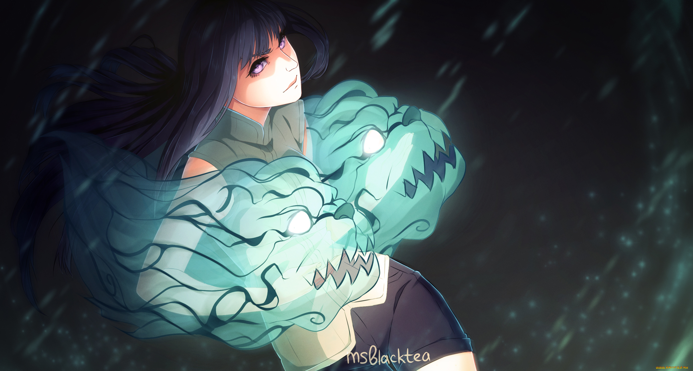 аниме, naruto, хината, арт, девушка