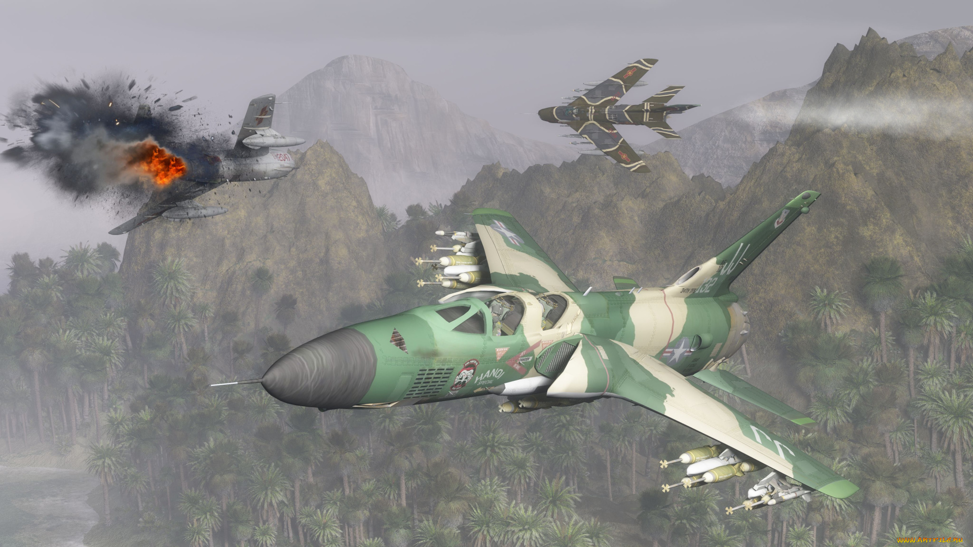 3д, графика, армия, , military, самолеты, полет, горы