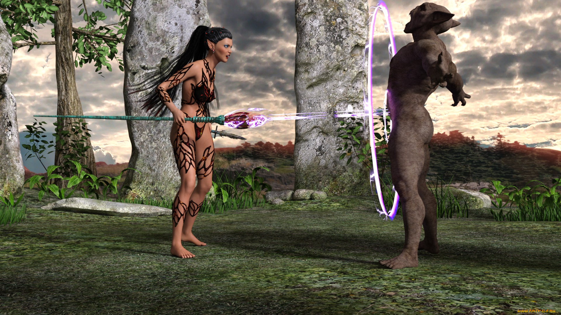 3д, графика, эльфы, , elves, существо, эльфийка, фон, взгляд