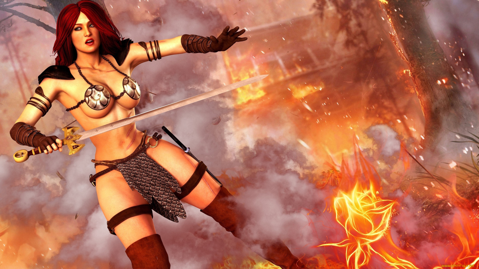 3д, графика, фантазия, , fantasy, девушка, взгляд, фон