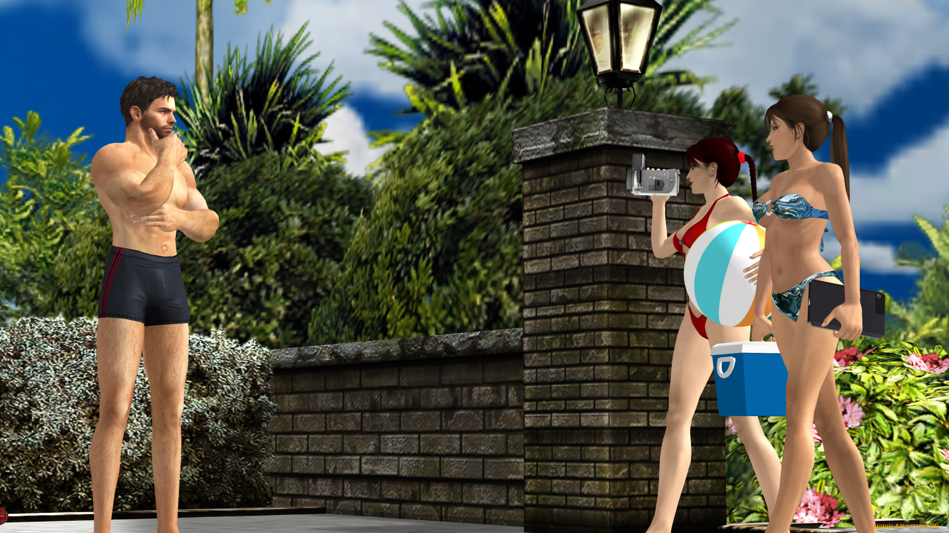 3д, графика, люди, , people, девушки, взгляд, фон, парень