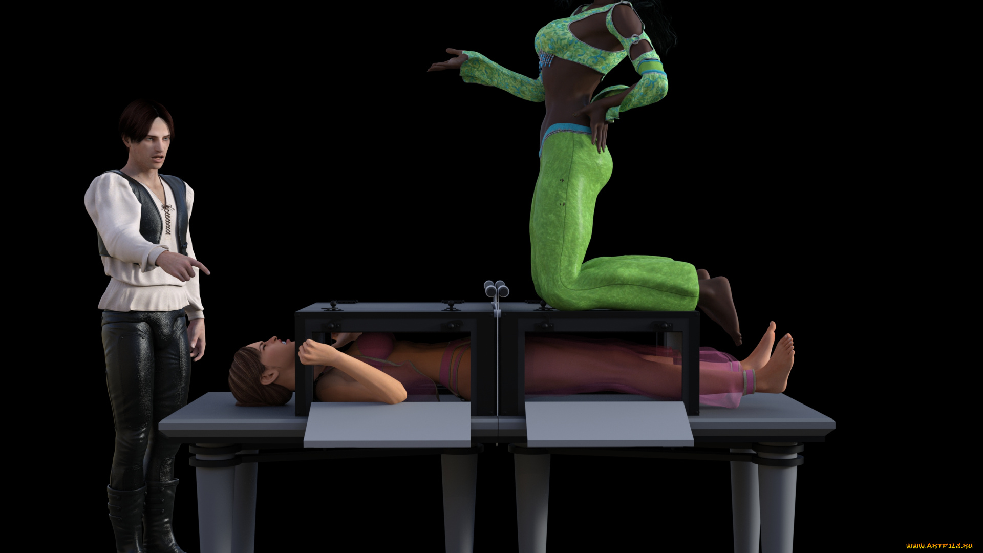 3д, графика, люди, , people, фон, девушки, иллюзионисты, взгляд