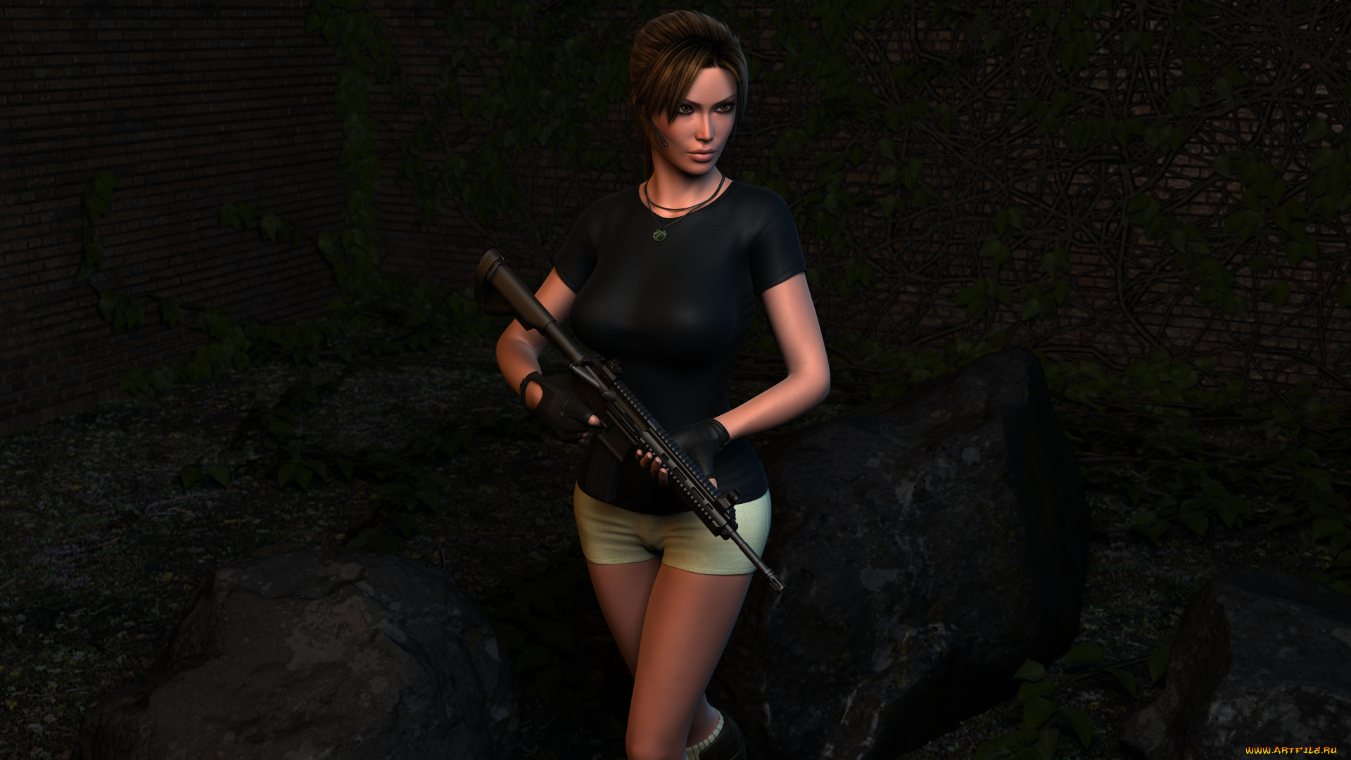 3д, графика, люди, , people, оружие, фон, взгляд, девушка