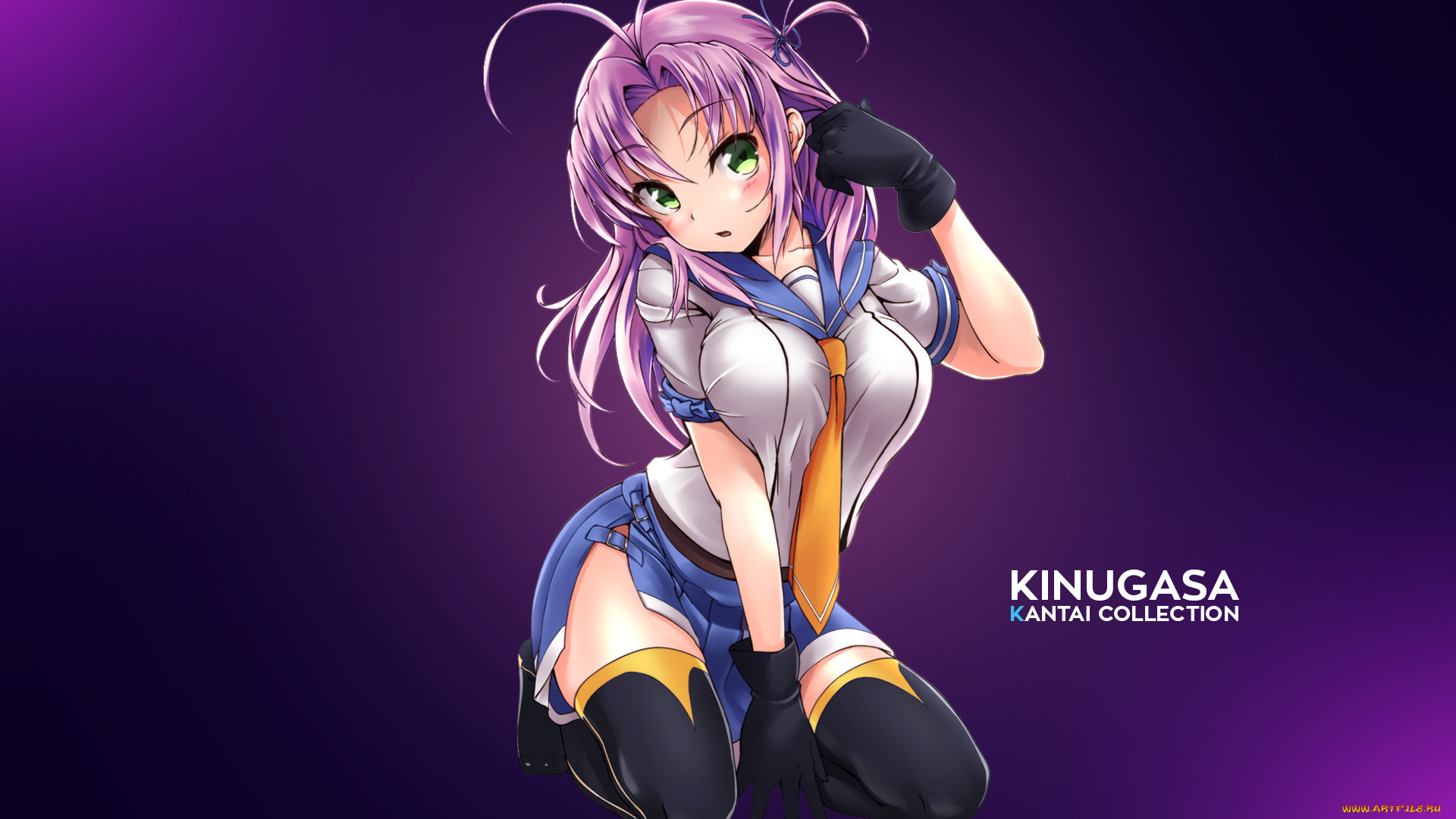 аниме, kantai, collection, взгляд, девушка, фон