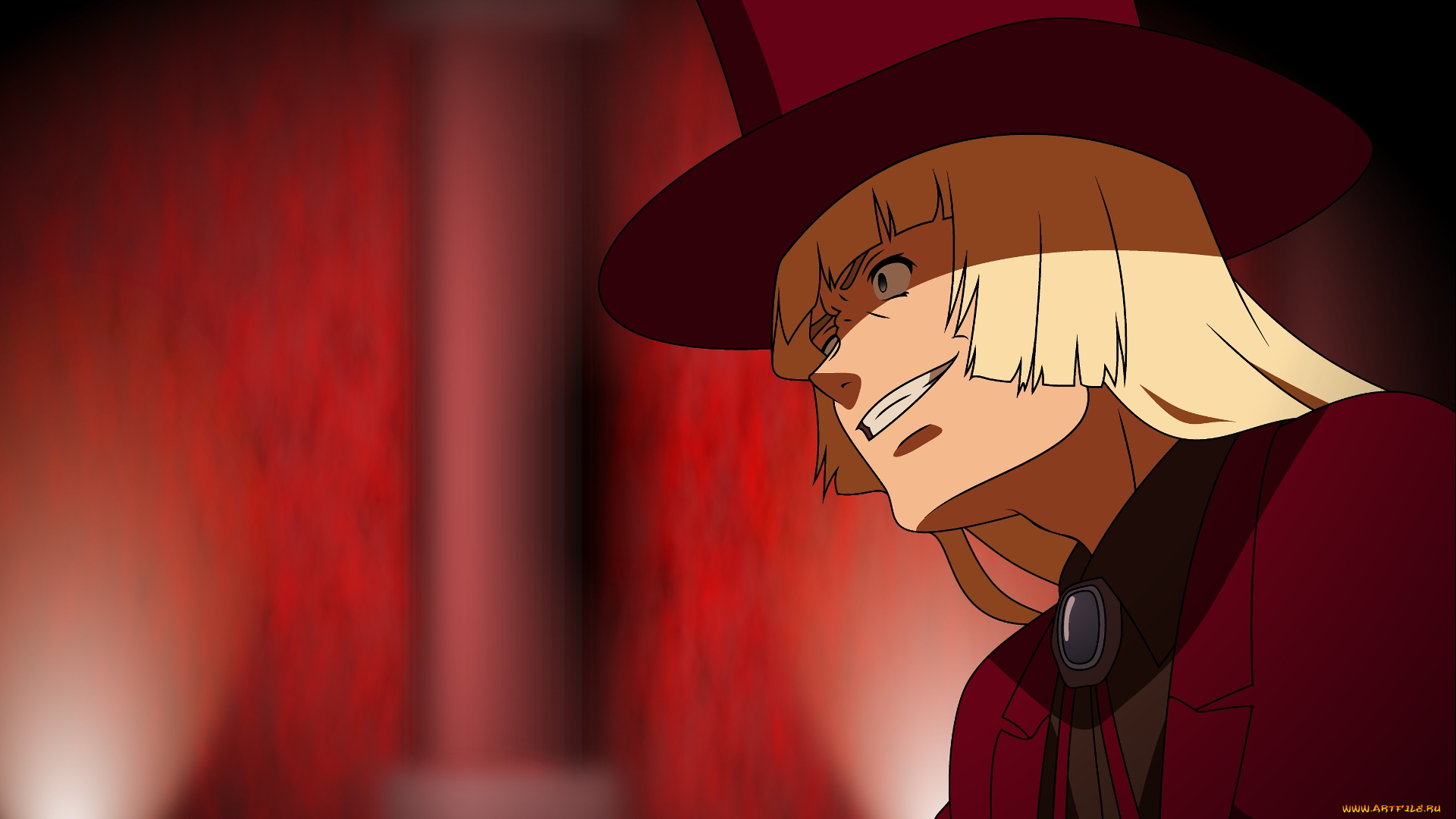 аниме, kara, no, kyokai, девушка, взгляд, фон