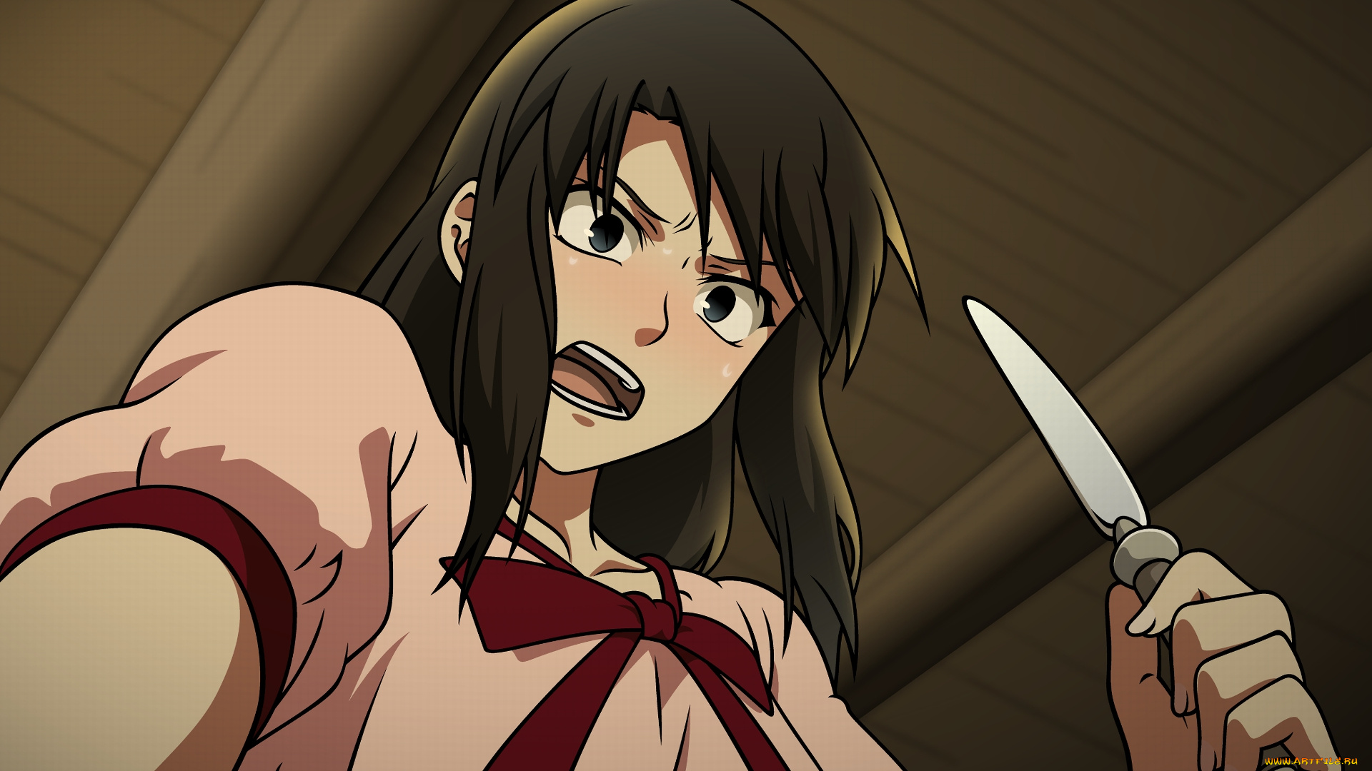 аниме, kara, no, kyokai, фон, девушка, взгляд