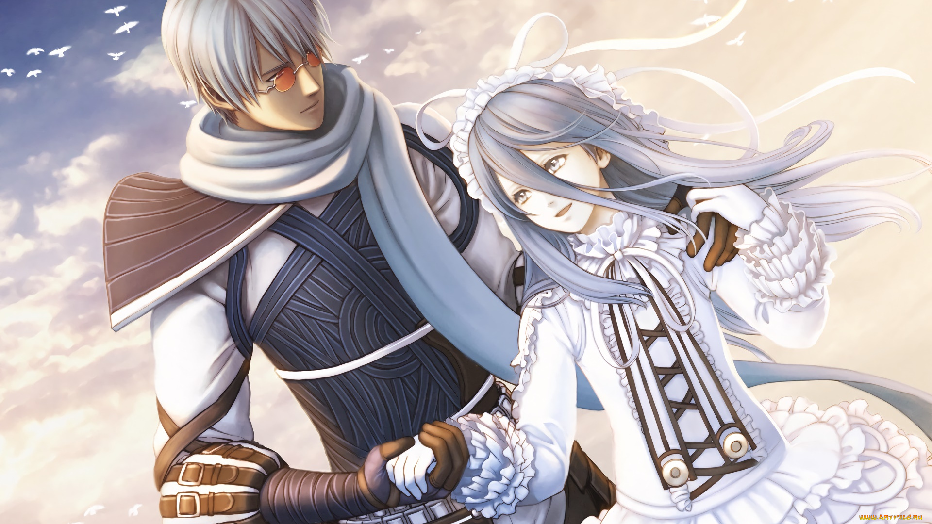 hack, sign, аниме, фон, взгляд, девушка