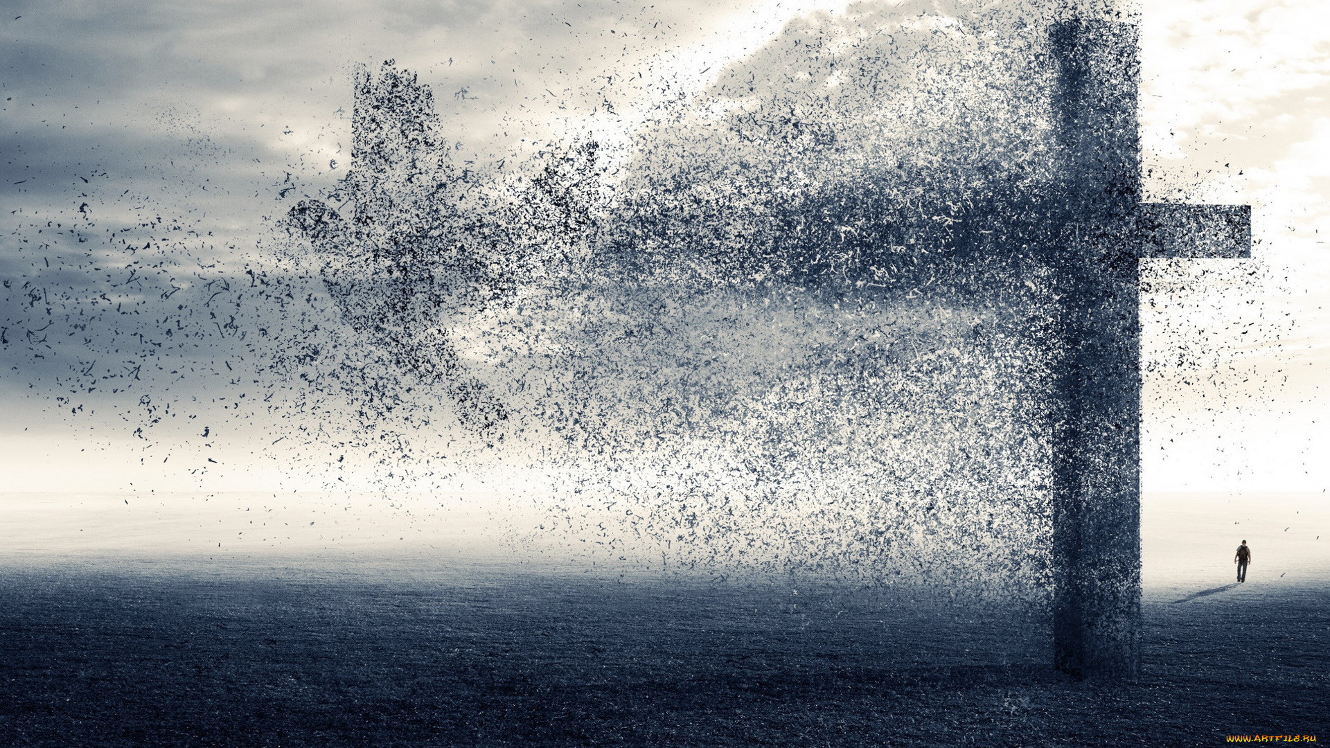 разное, компьютерный, дизайн, крест, человек, поле, птица