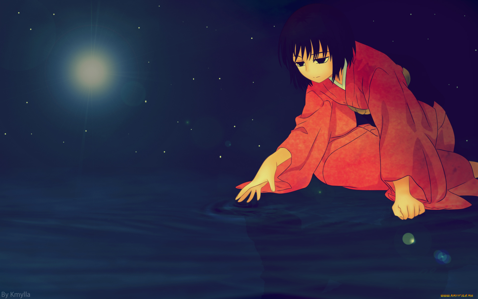 аниме, kara, no, kyokai, фон, взгляд, девушка