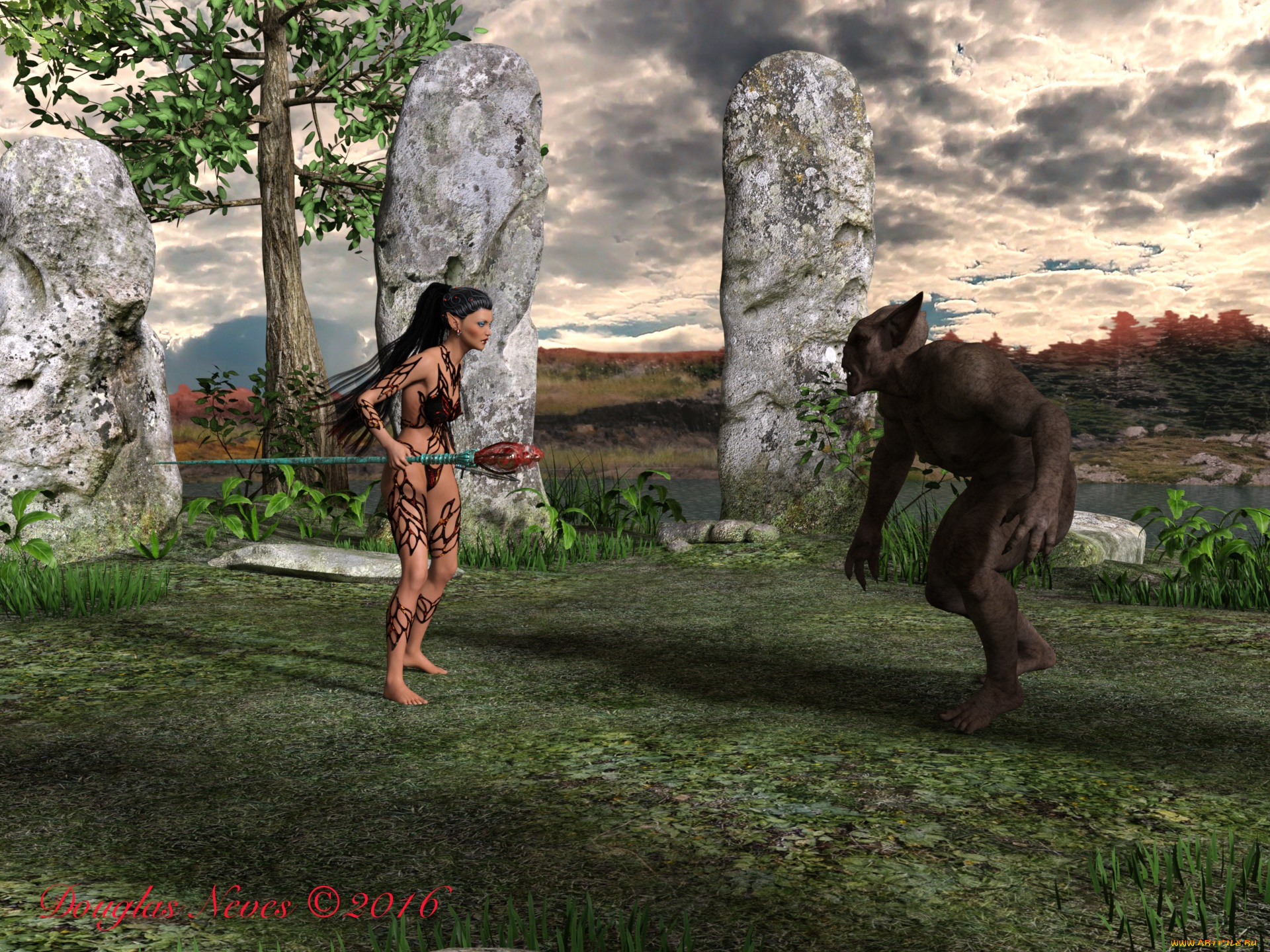 3д, графика, эльфы, , elves, взгляд, эльфийка, существо, фон