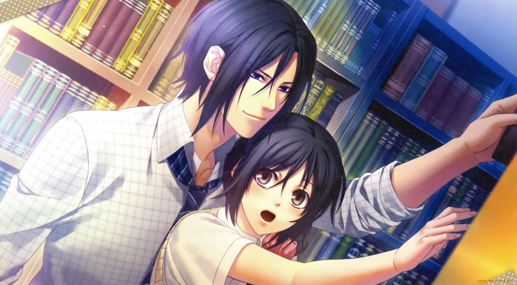 аниме, hakuouki, девушка, парень, школа